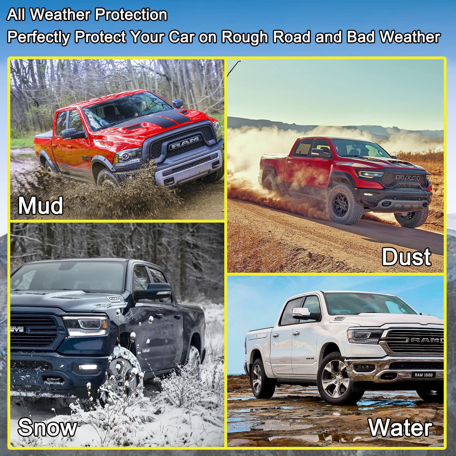 Tecoom Custom Mud Flaps Splash Guards Fit For 2019-2023 Ram 2500/3500 Trucks With Oem Fender Flares(Not Power Wagon), Black Fron