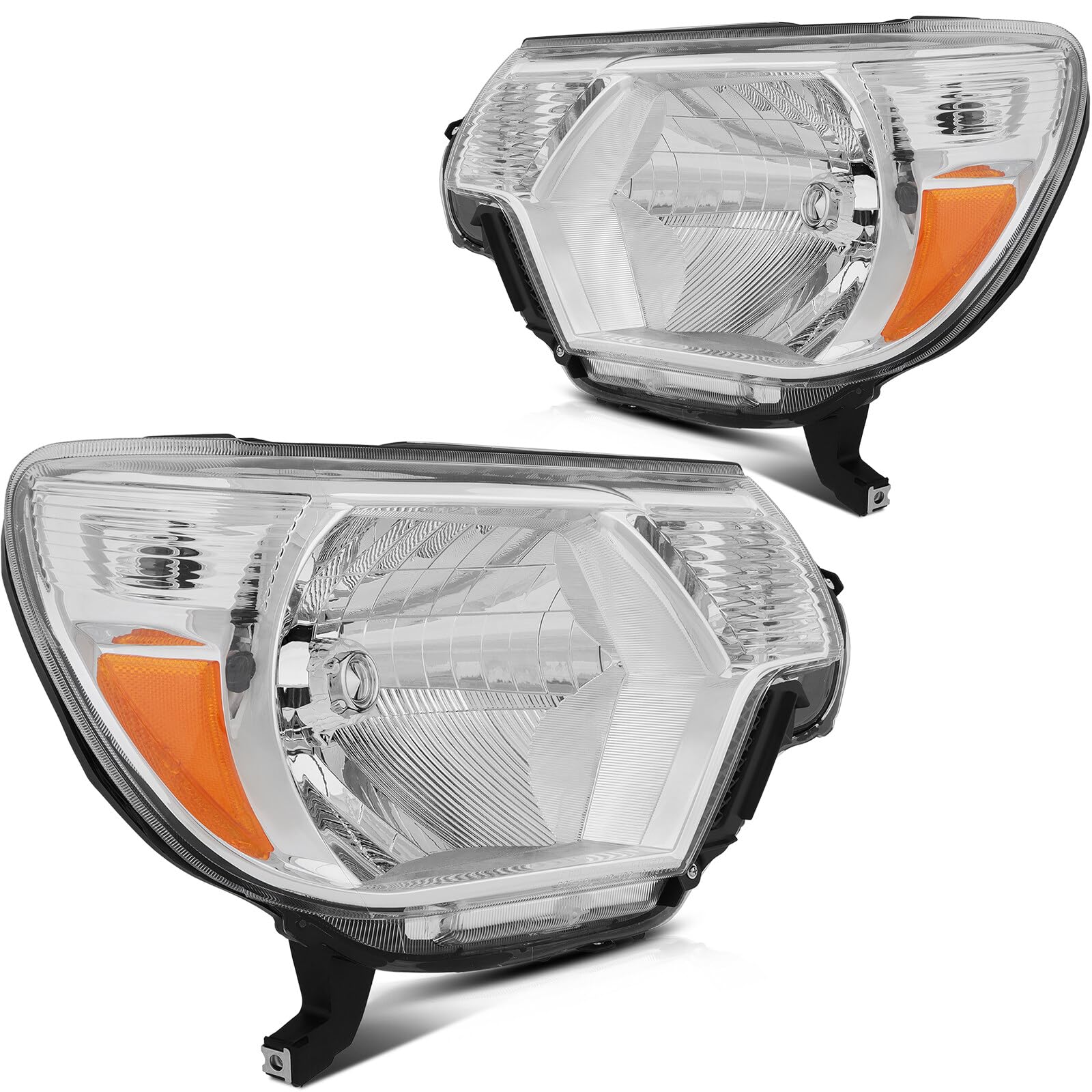 LSAILON Headlight Assembly Replacement Fit For Tacoma 2012-2015 Chrome Housing Amber Reflector Clear Lens Driver and Passenger S