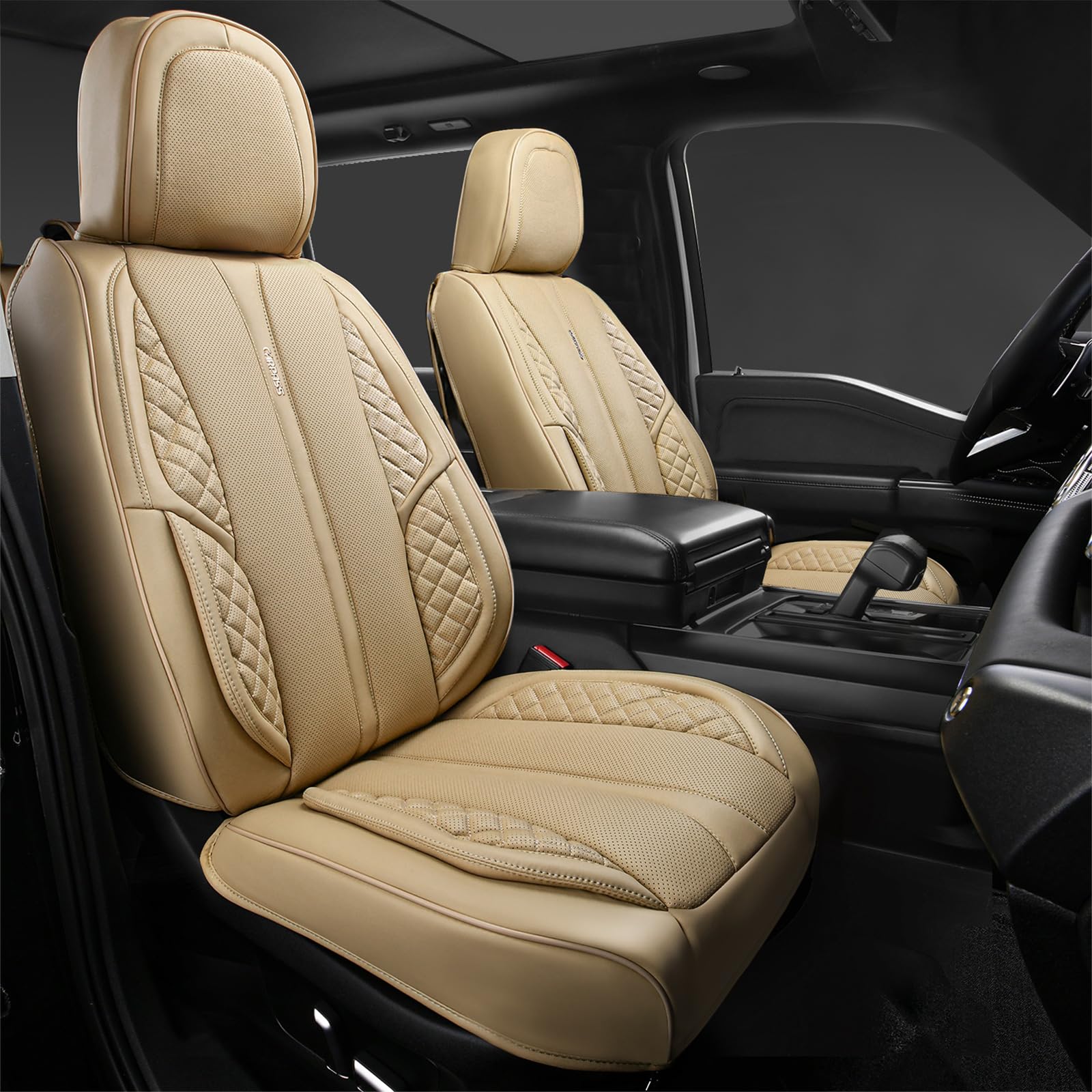CAR PASS Nappa Leather Car Seat Covers Full Set Waterproof Protector Durable Cushioned,Universal Fit for Sedan SUV Pick-up Truck