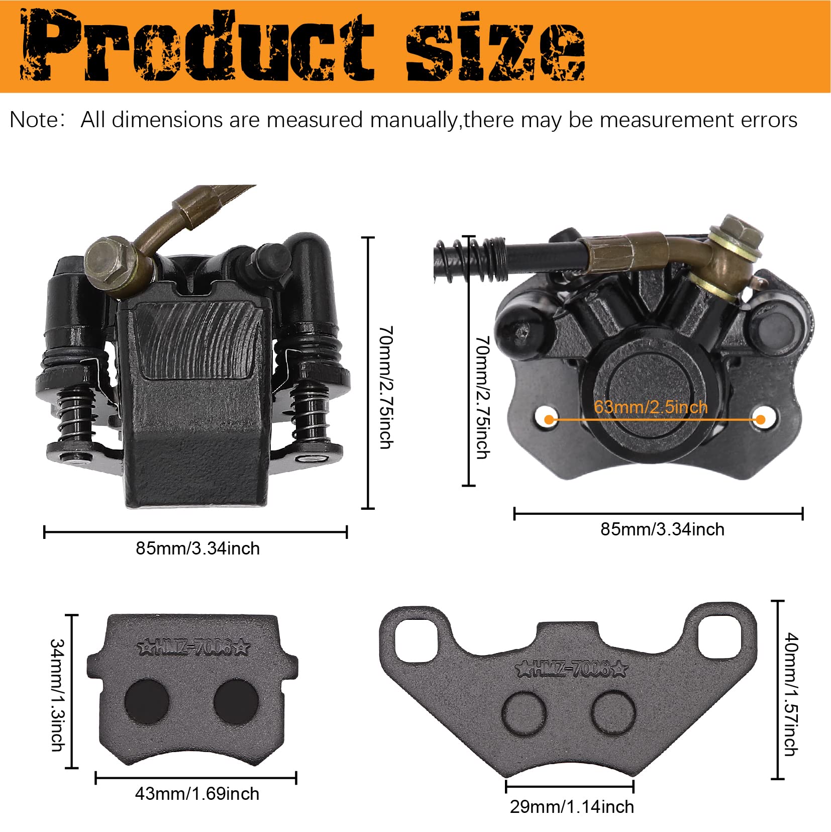 Rear Brake Master Cylinder Caliper Assembly For 50Cc 70Cc 90Cc 110Cc 125Cc Chinese Atv Quad Replacement For Taotao Boulder B1 Coolster 3050Hd