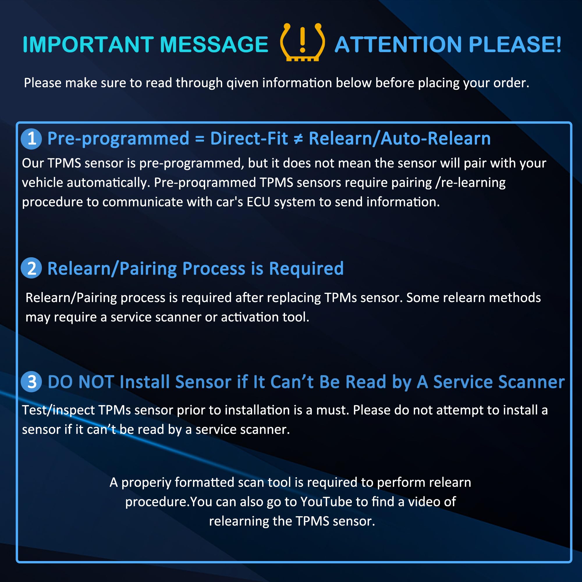 YUANCHINB F2GZ-1A189-A TPMS Sensors Set of 4 for Ford F150 Edge Explorer Escape Lincoln MKT MKX 315MHz Replaces F2GZ