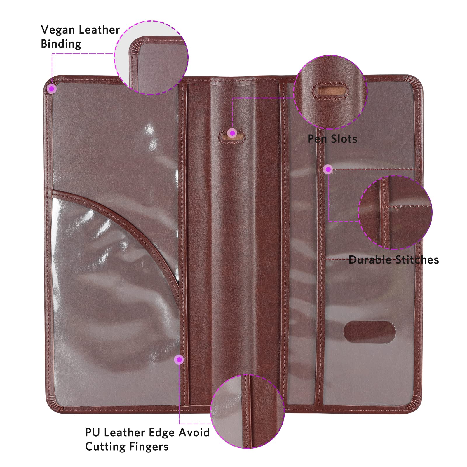 Cobak Premium Faux Leather Car Document Holder With Magnetic Closure And 6 Compartments