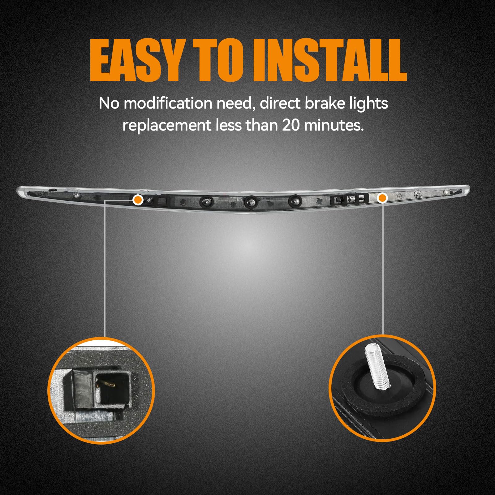 Cxdar Third 3Rd Brake Light Led For 2006-2011 Cadillac Dts, High Mount Rear Brake Lights Assembly For 06-11 Cadillac Dts, Waterp