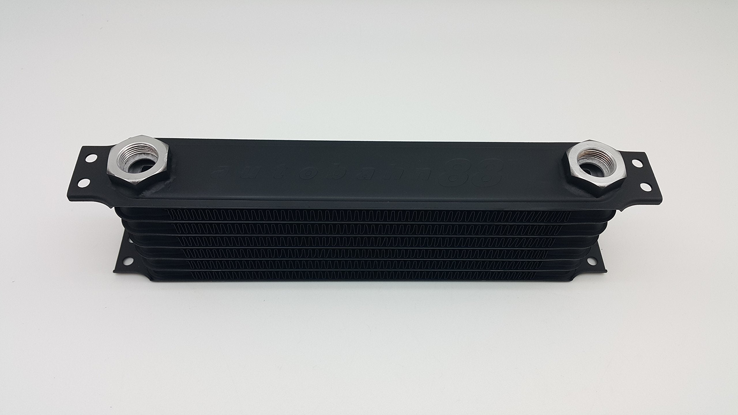 Autobahn88 Universal Oil/Automatic Transmission Fluid Atf Cooler, 7-Row, Compact Core Size 11.8X3.74X2 (300X95X50Mm), M22 Ports, Includes Two An10 M22 Adapters, Black