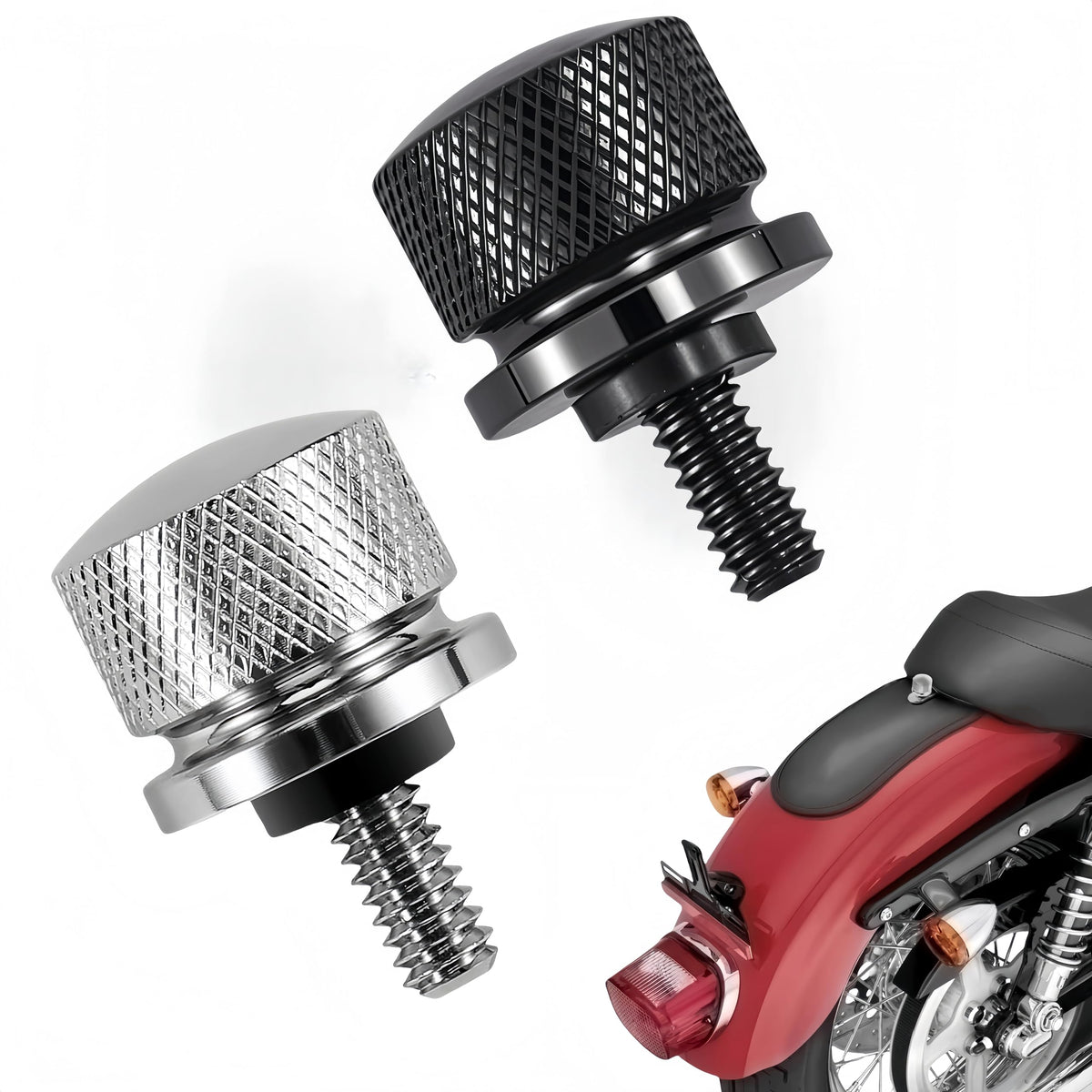 WASYDY 2 pcs Aluminum Alloy Seat Bolt Rear Seat Screw Quick Mount 1/4-20 Thread Suitable to Harley Davidson Sportster Softail 