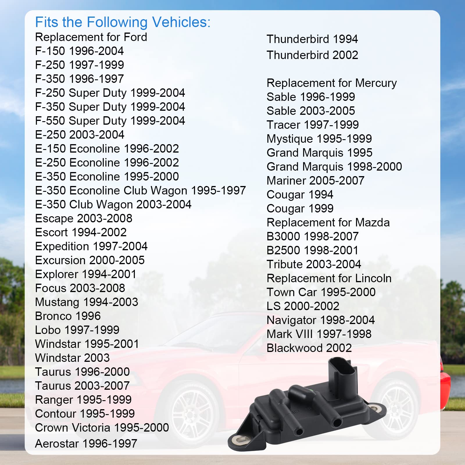 EGR Exhaust Gas Recirculation Pressure Feedback Sensor Replacement for Ford F-150 F-250 F-350 Ranger,Mercury Sable,Mazda B3000 B