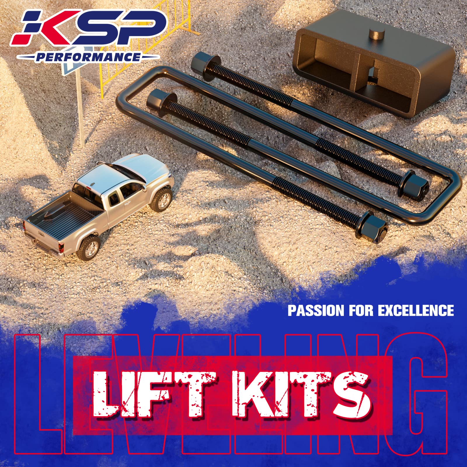 Ksp 2 '' Lift Block For Chevy Silverado & Gmc Sierra 1500Hd 2500Hd 3500Hd 2000-2010, 2Inch Rear Leveling Kit With Square U-Bolts