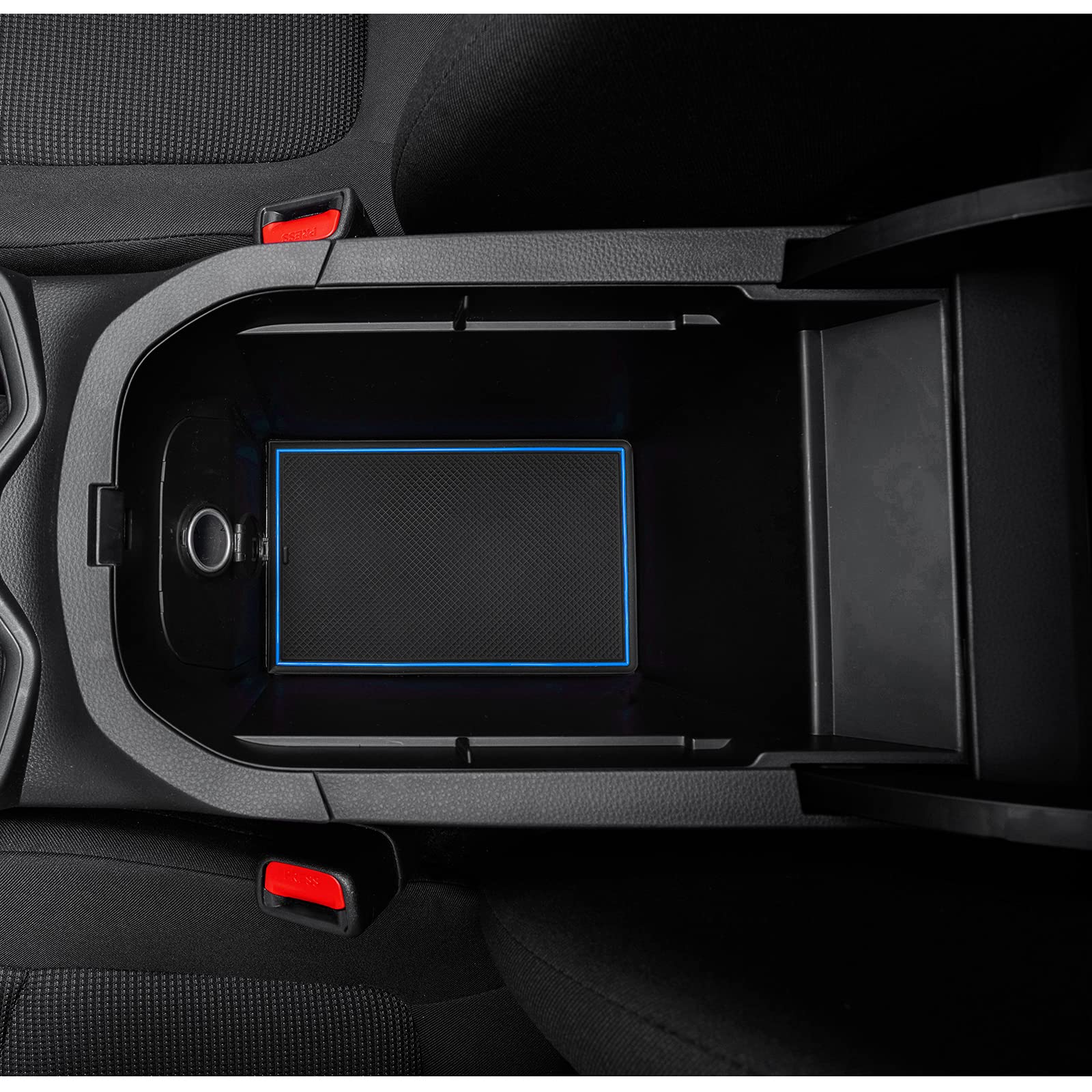 Jdmcar Liner Accessories Compatible With Toyota Rav4 2024 2023 2022 2021 2020 2019 And 2021-2024 Rav4 Prime, Custom Fit Cup Holder, Center Console, And Door Pockets Inserts Kit (Blue Trim) - 15 Pc Set