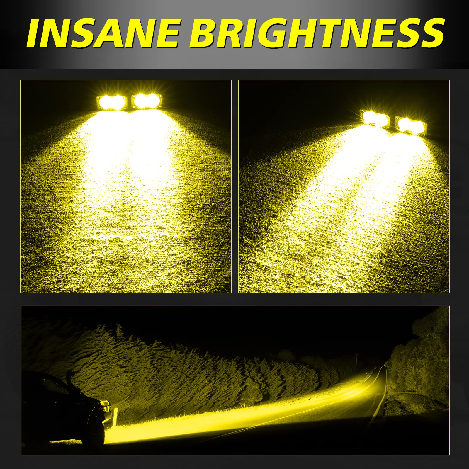 Akd Part Yellow Led Pods, 3 Inch Cree Led Yellow Fog Lights 40W Spot Motorcycle Auxiliary Light Pods Small Offroad Driving Pods