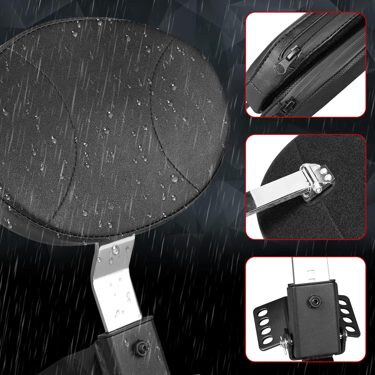 Aufer Adjustable Plug-In Driver Rider Backrest Custom Made Compatible With For 1997-2024 Touring Road King Street Glide Road Glide Electra Glide Models Driver Backrest