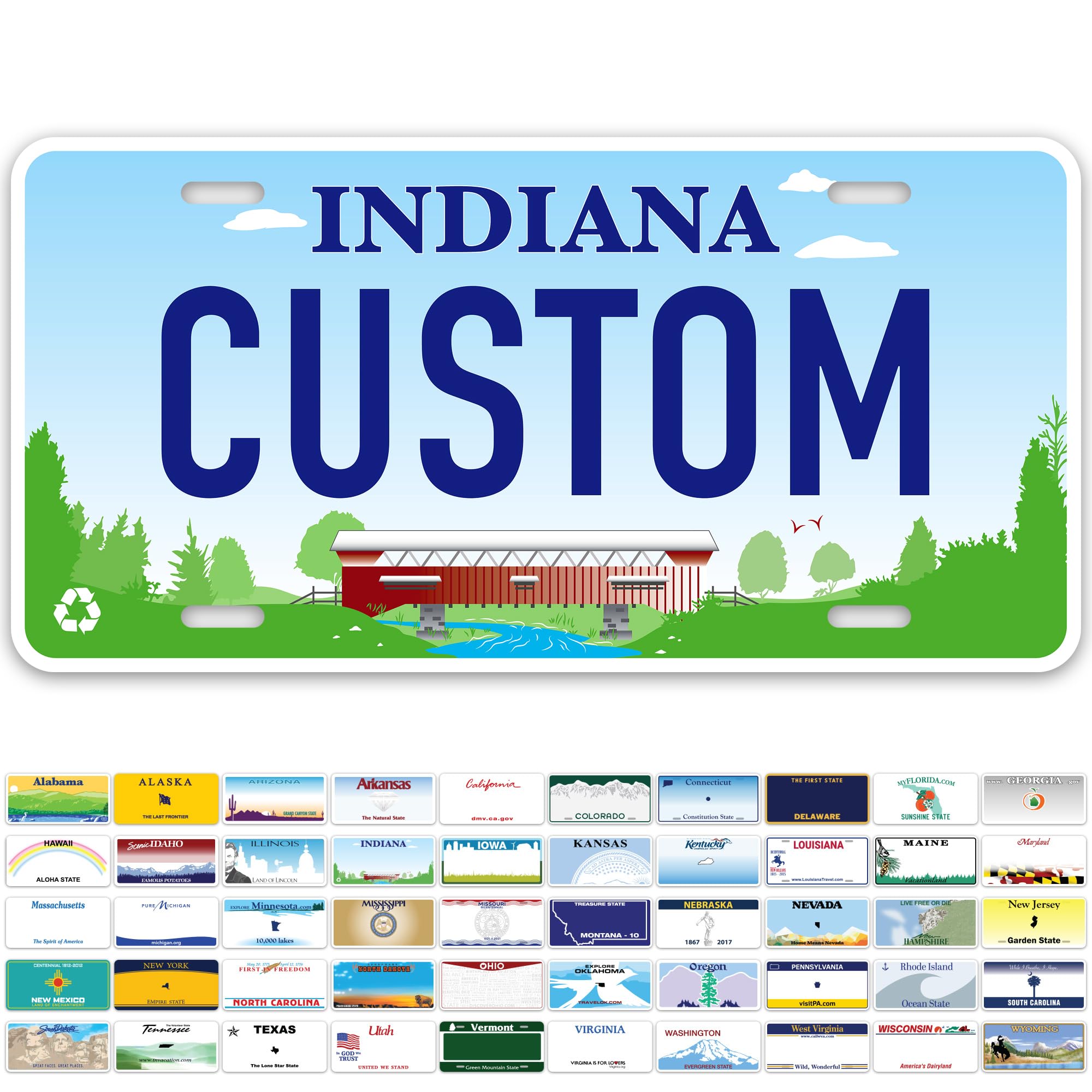 Custom Indiana License Plate, Personalized License Plates For Car, 6X12 Inch, Rust-Free Fade Resistant Aluminum, Usa Made By My