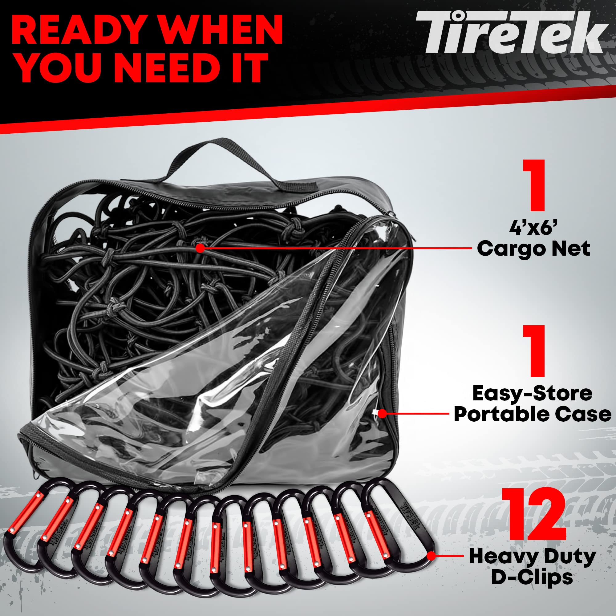 Tiretek Truck Accessories For Men, Heavy-Duty Cargo Net For Pickup Truck Bed Net, 4' X 6' Stretches To 8' X 12' W/ 12 Metal Cara