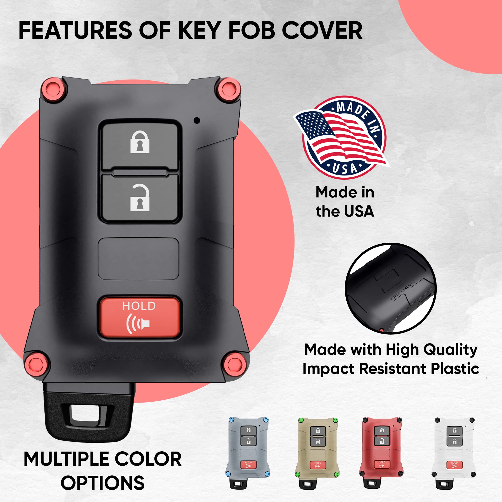 Tacoma Accessories 2016-2022 3Rd Gen Tacoma - Key Fob Case Upgrade Mod - Compatible With Toyota Tacoma, 20-21 4Runner, 20-21 Tundra (Cement, Black Screws)