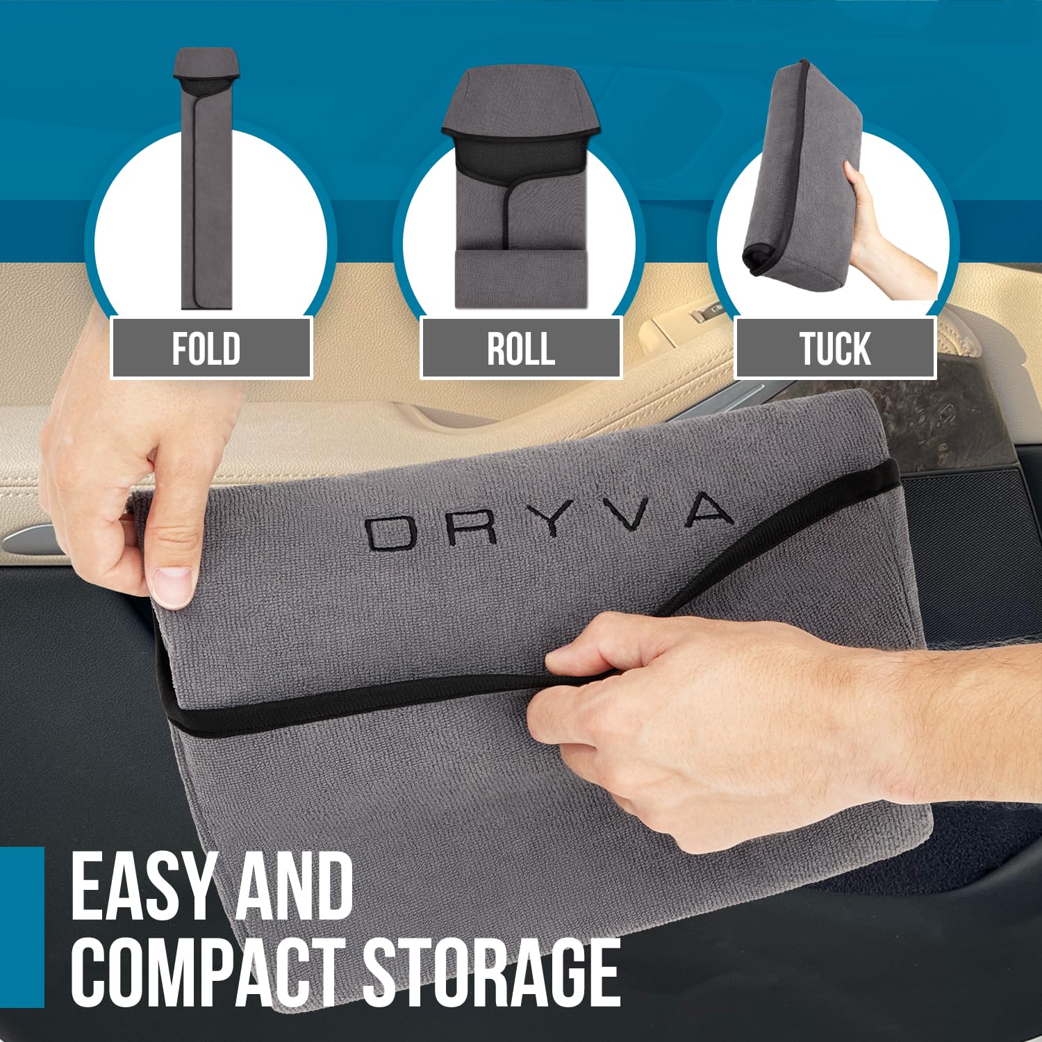 Dryvaseat - Premium Microfiber Towel Car Seat Cover - Waterproof & Sweatproof - Universal Fit, Machine Washable, Non-Slip - Seat