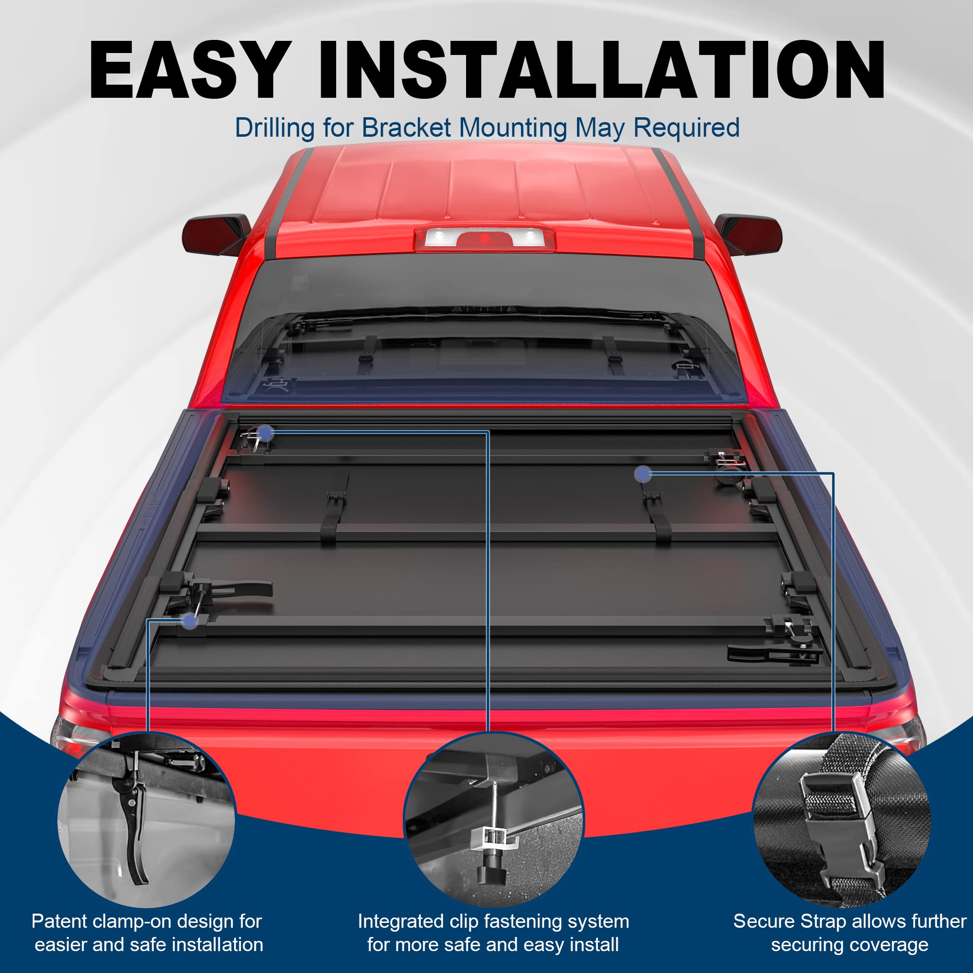 Mostplus Tri-Fold Soft Truck Bed Tonneau Cover Compatible With 2004-2014 Chevy Chevrolet Colorado/Gmc Canyon | 07-08 Isuzu I290