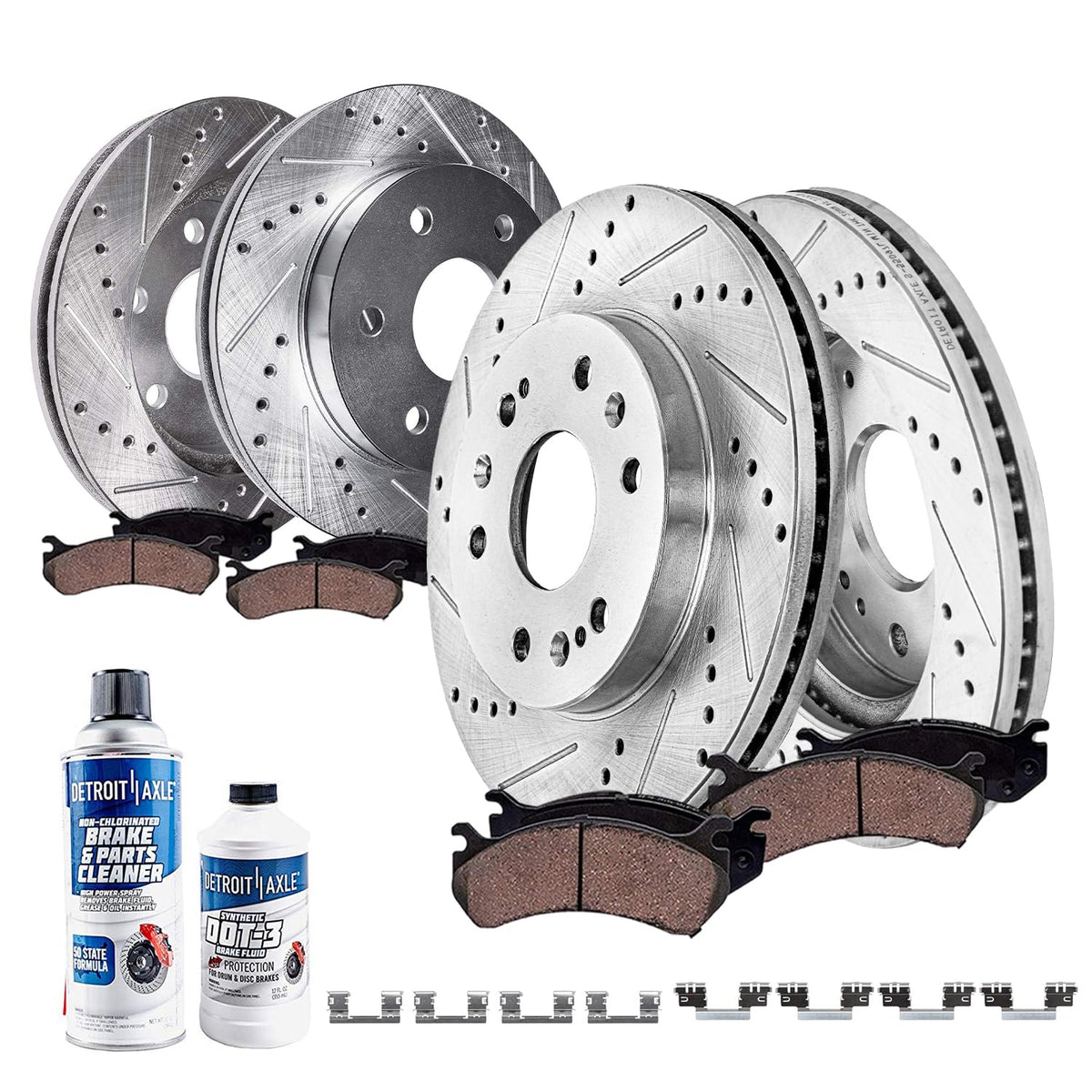 Detroit Axle - Brake Kit For 2014-2018 Chevy Gmc Silverado Sierra 1500, 2015-2020 Suburban Tahoe Yukon Xl Escalade Esv Drilled S