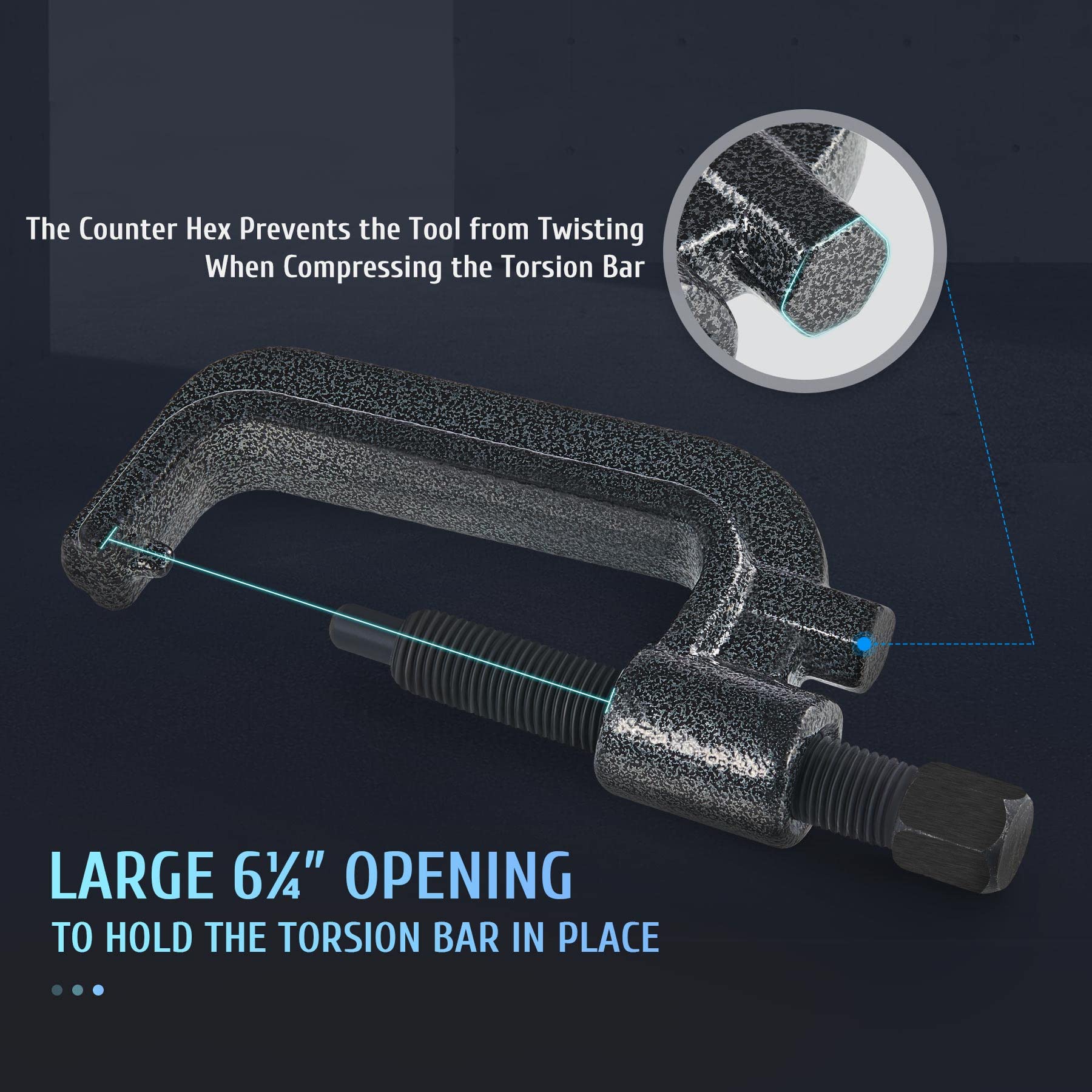 Orion Motor Tech Torsion Bar Unloading Tool, Heavy Duty Torsion Key Tool with C Frame and 0.9'' Dia Threaded Rod, Torsion Bar To