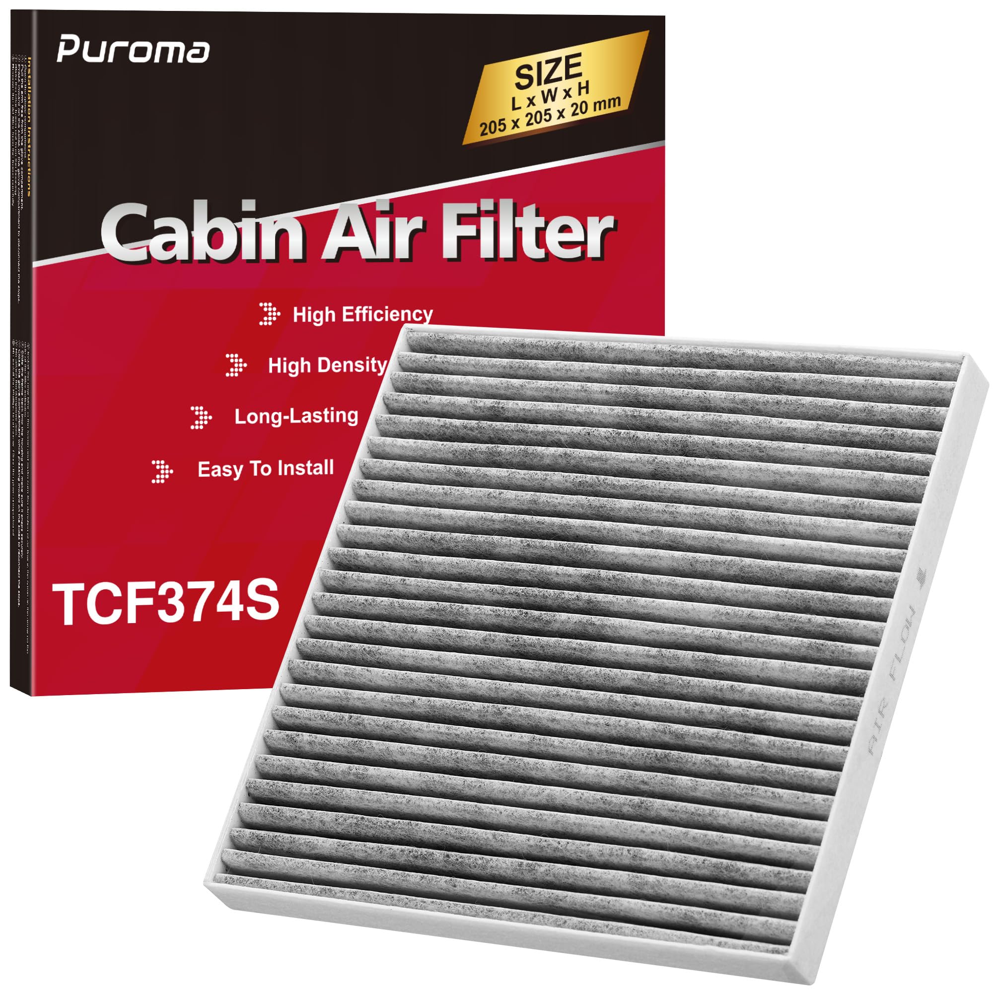 Puroma Cabin Air Filter With Activated Carbon, Replacement For Cp374, Cf10374, Caf1765, Caf7765, Tacoma, Dodge Dart, Pontiac Vib