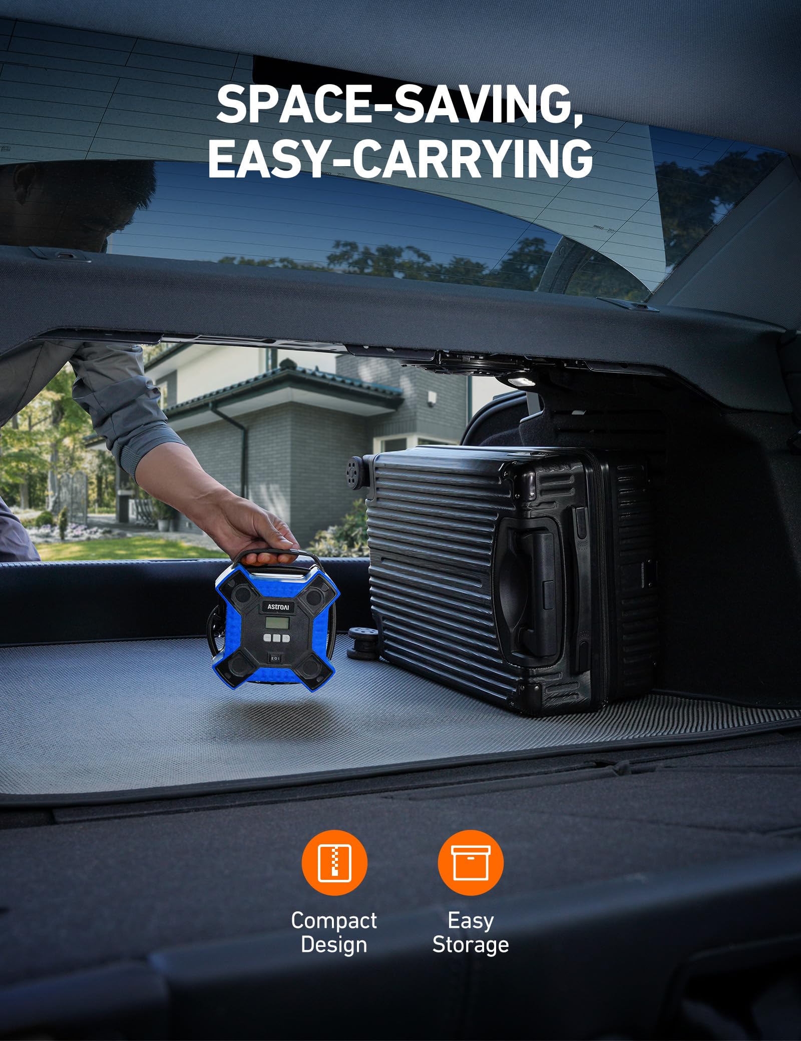 Astroai Air Compressor Tire Inflator Portable Air Pump For Car Tires, 12V Dc Integrated Metal Structure Tire Pump 160Psi With Le