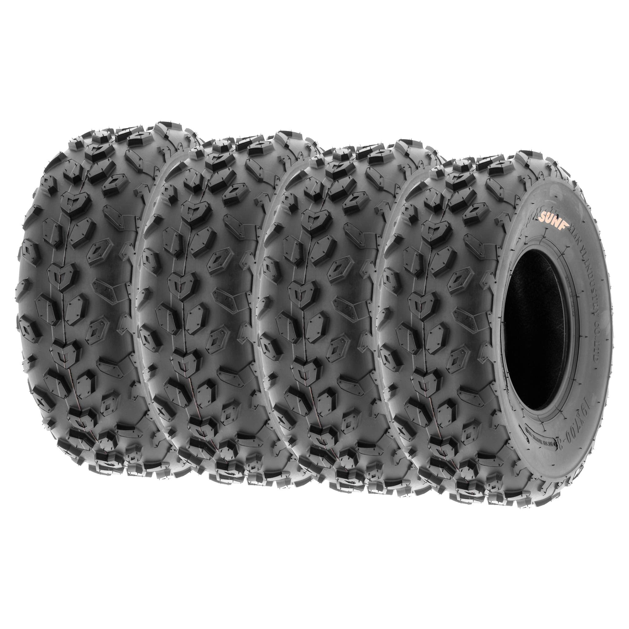 SunF 19x7-8 19x7x8 Light Weight ATV UTV Knobby Tire 6 PR A014 - SET of 4