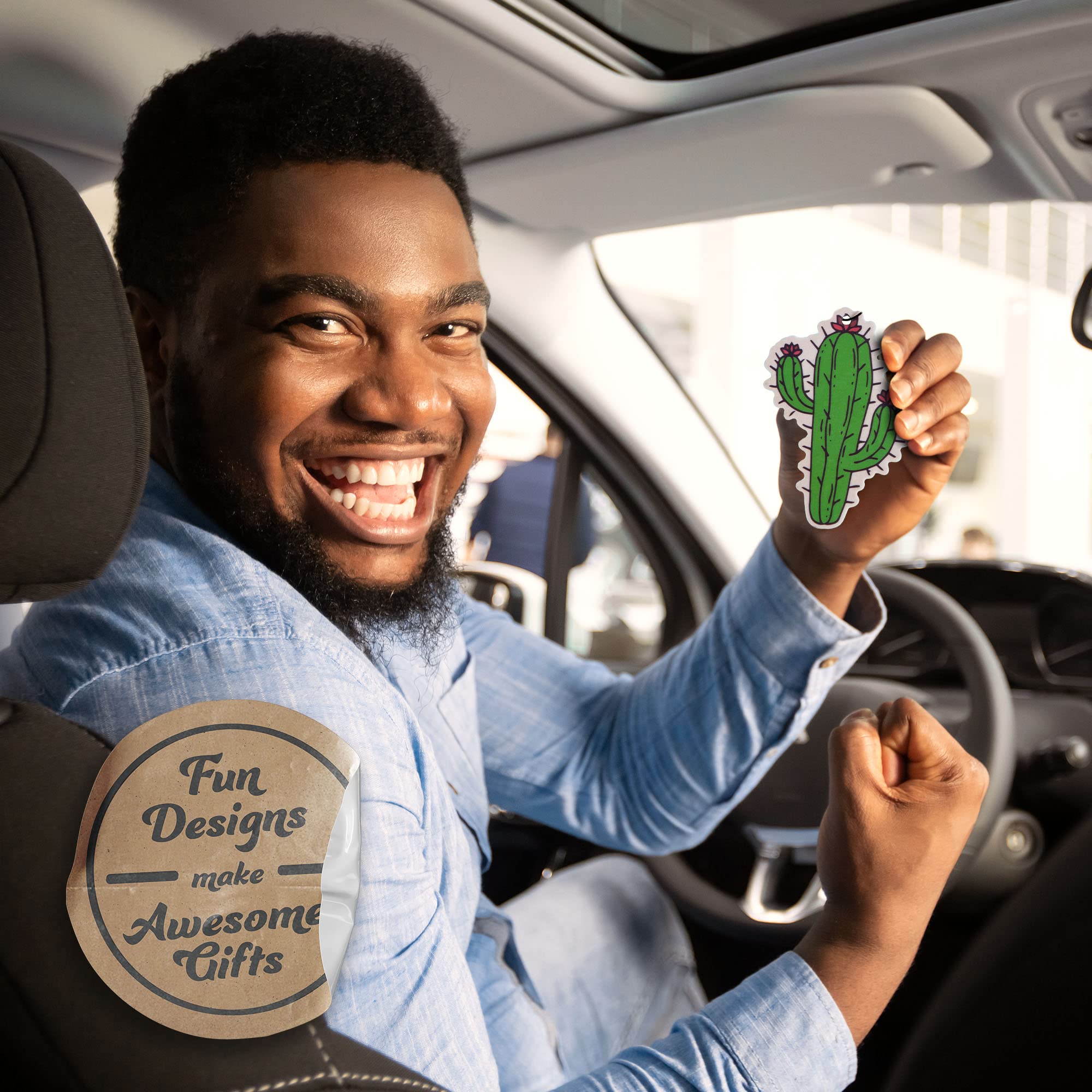 Cute Cactus Car Air Freshener 3 Pack Scented With Essential Oils (3 Pack)