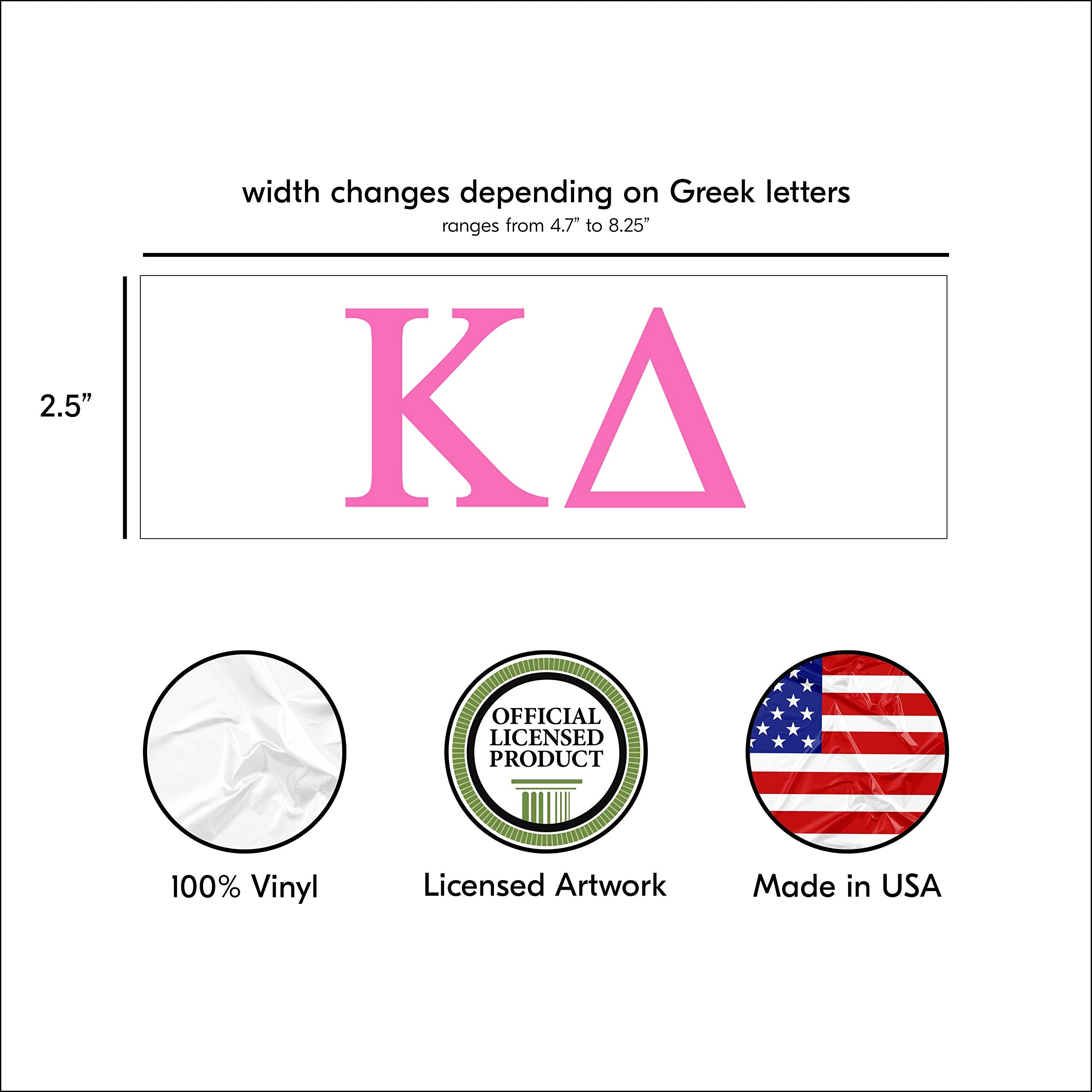 Pro-Graphx Kappa Delta Greek Sorority Sticker Decal, 2.5 Inches Tall, Pink