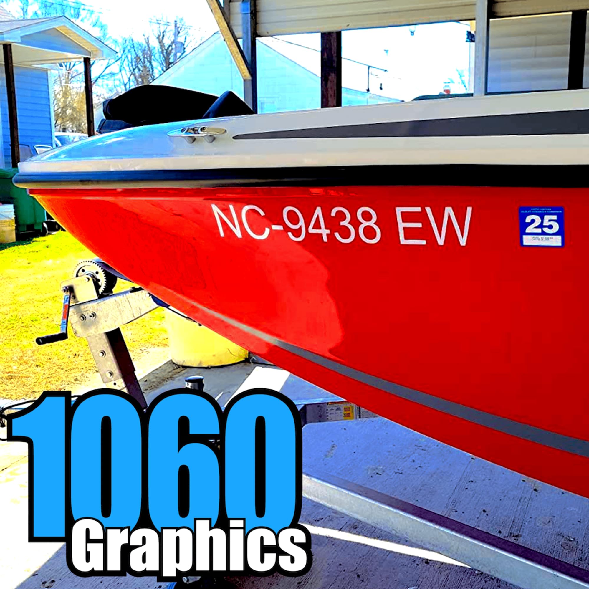 1060 Graphics - Custom Boat Registration Numbers & Letters (Two Sets) Marine Vinyl Sticker Decals