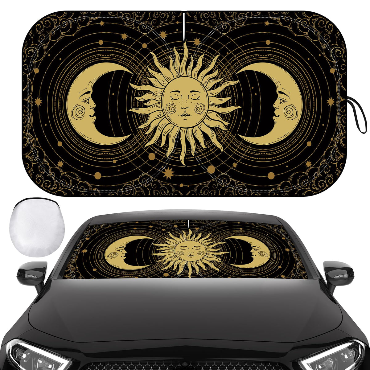 Iridescent Sun Shade for Car Windshield, Enhanced UV Rays Reflective Sun Visor Shade Universal Foldable Car Windshield Sunshade 
