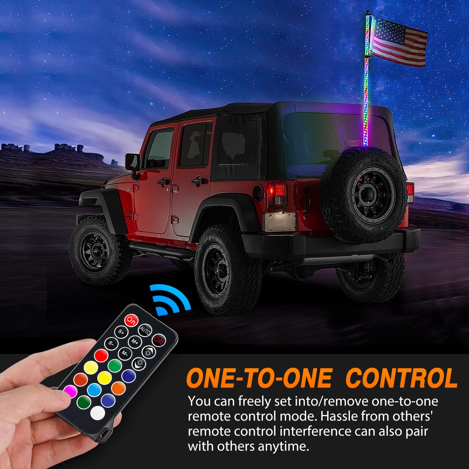 Nilight 2Pcs 3Ft Spiral Rgb Led Whip Light W/Rgb Chasing Light Rf Remote Control Lighted Antenna For Can-Am Atv Utv Rzr Polaris