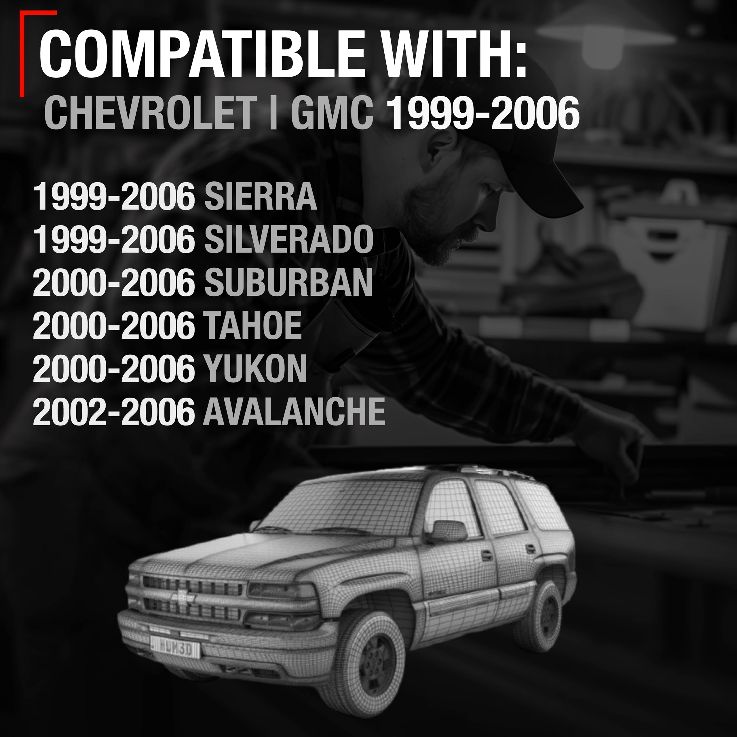 Exterior Rear Driver Door Handle - Compatible With 1999-2006 Chevrolet Silverado, 02-06 Avalanche, Tahoe, Suburban; 99-06 Gmc Si