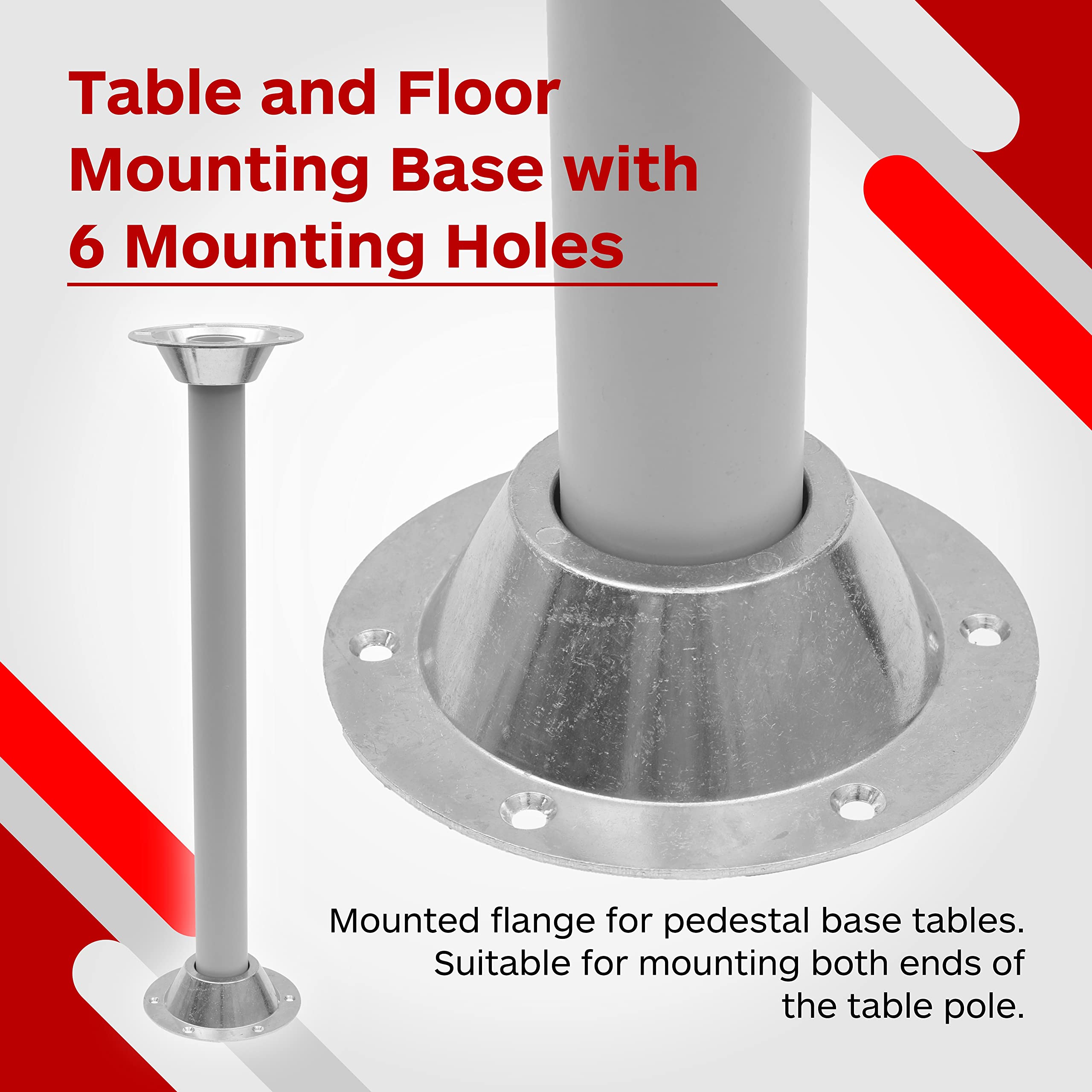 Tongass (2-Pack Rv Table Base (Standard Size) - Aluminum Pedestal Table Base Flange - Table And Floor Mounting Base With 6 Mounting Holes - Includes Mounting Screws