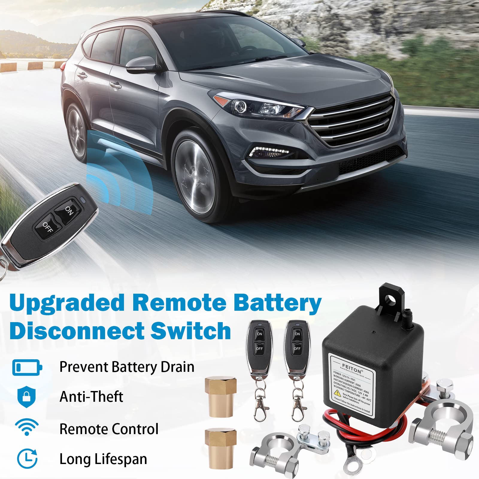 250A Remote Battery Disconnect Switch 12V Upgraded Battery Kill Switch For Car Rv Truck Camper Dual Remote Control Anti-Theft Ba