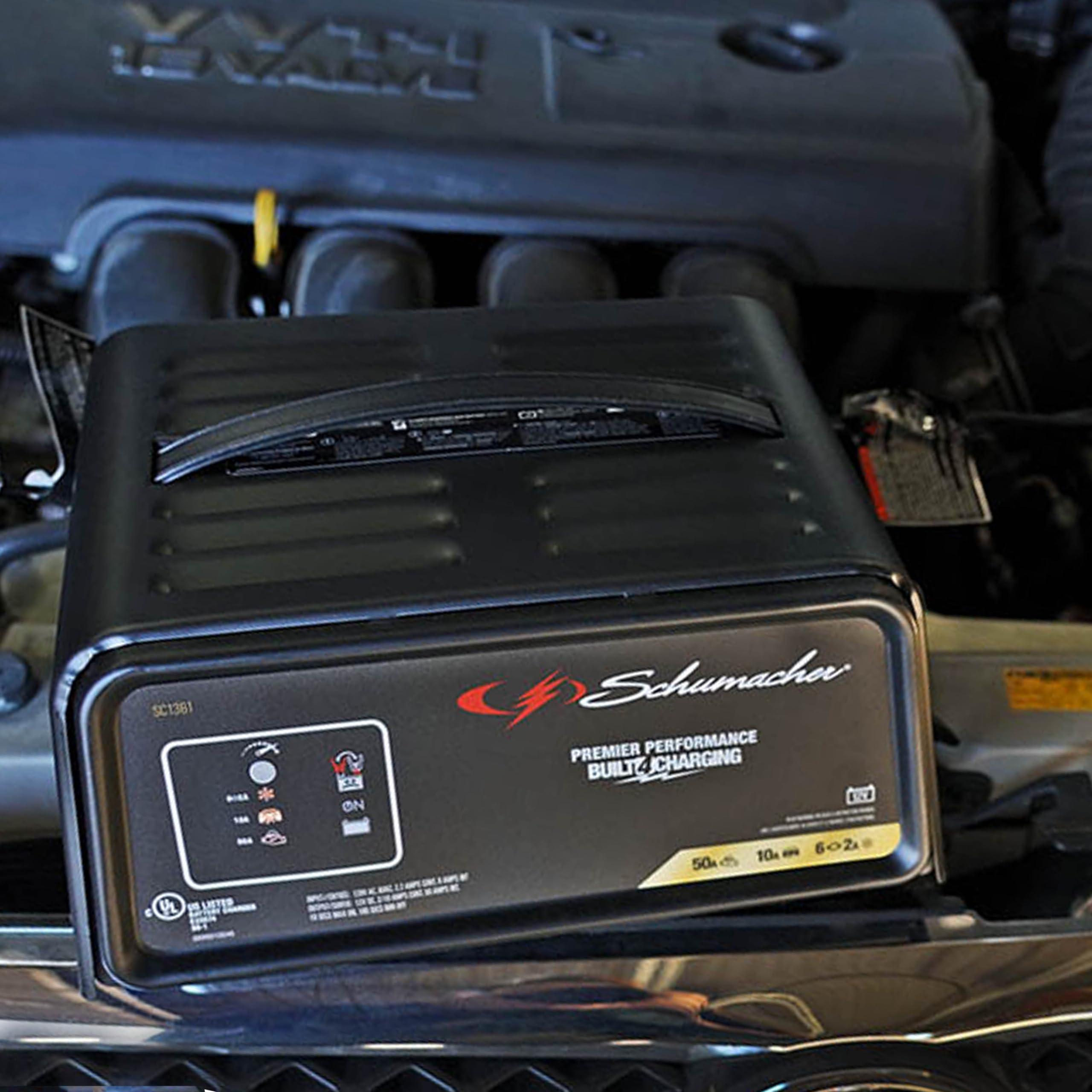 Schumacher Electric 2-In-1 Jump Starter And Battery Charger, Sc1361 - Fully Automatic, 50 Cranking Amps, 12 Volts, For Motorcycle, Power Sport, Lawn Tractor, Car, Suv, Truck, And Marine Batteries