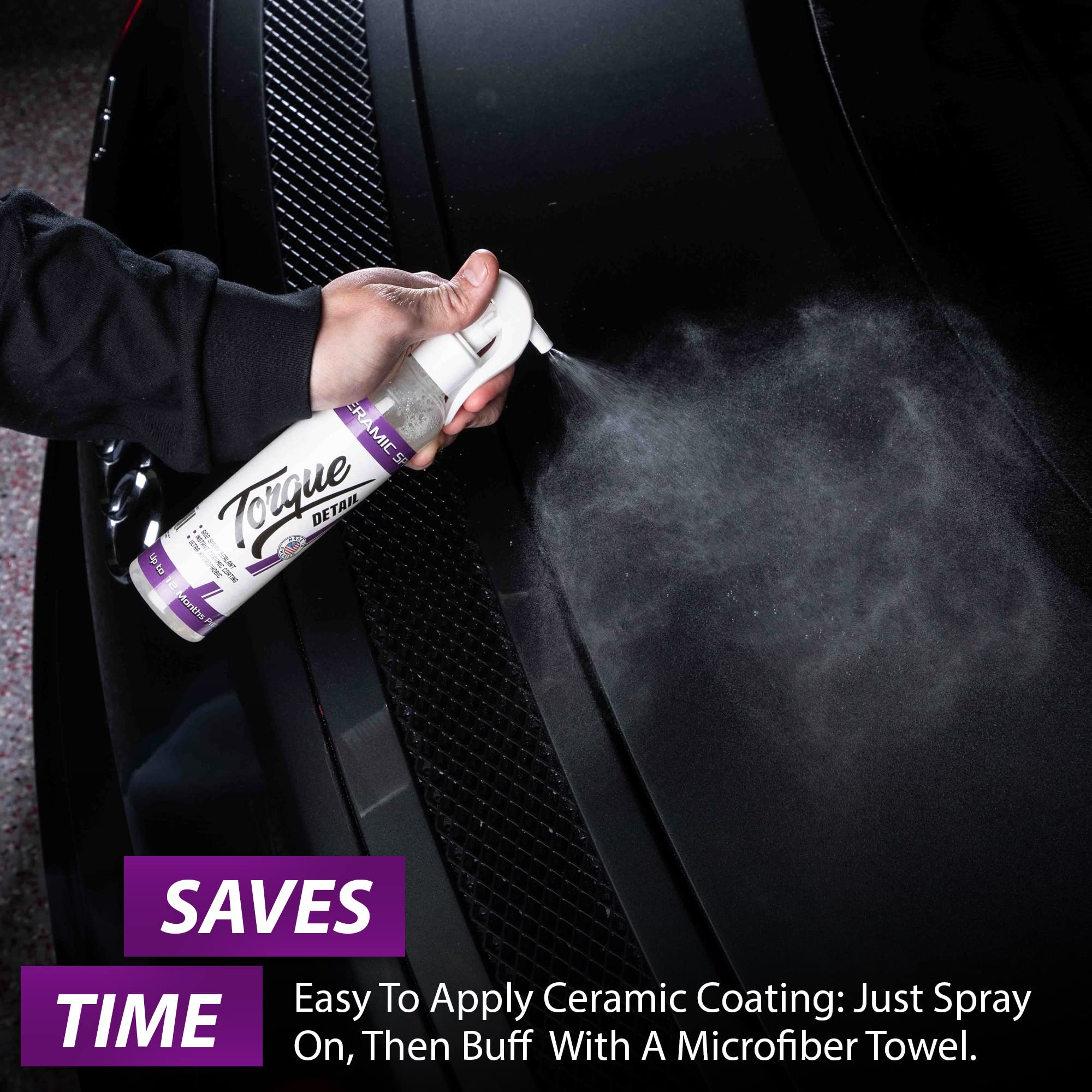Torque Detail Ceramic Spray - Nano SiO2 Coating for Clear Coat - Hydrophobic Protection & High-Gloss Shine - 8 oz