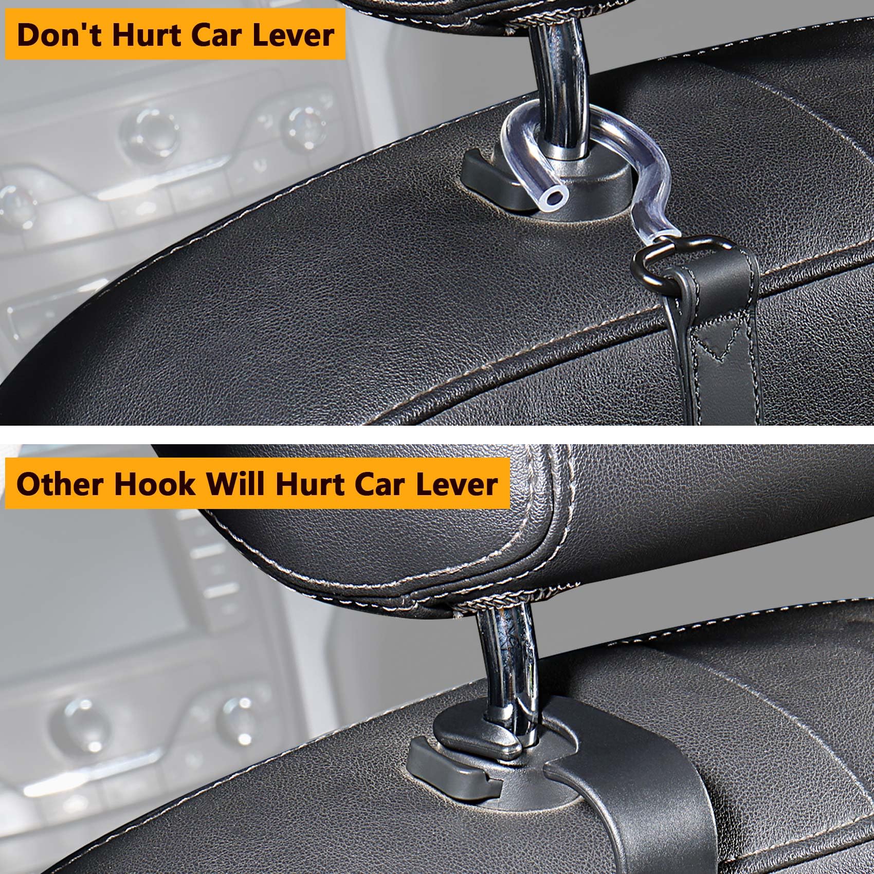 Compuda 2 Pack Car Hook Holder Leather Headrest Hooks For Purses And Bags,Sus304 Car Hook(Blue)