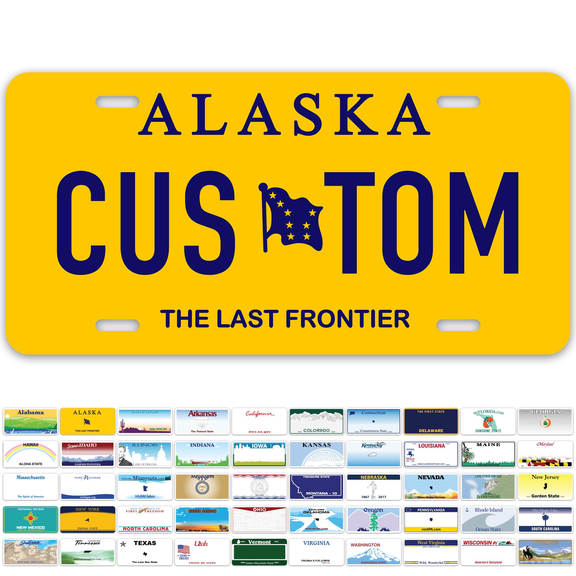 Custom Alaska License Plate, Personalized License Plates For Car, 6X12 Inch, Rust-Free Fade Resistant Aluminum, Usa Made By My S