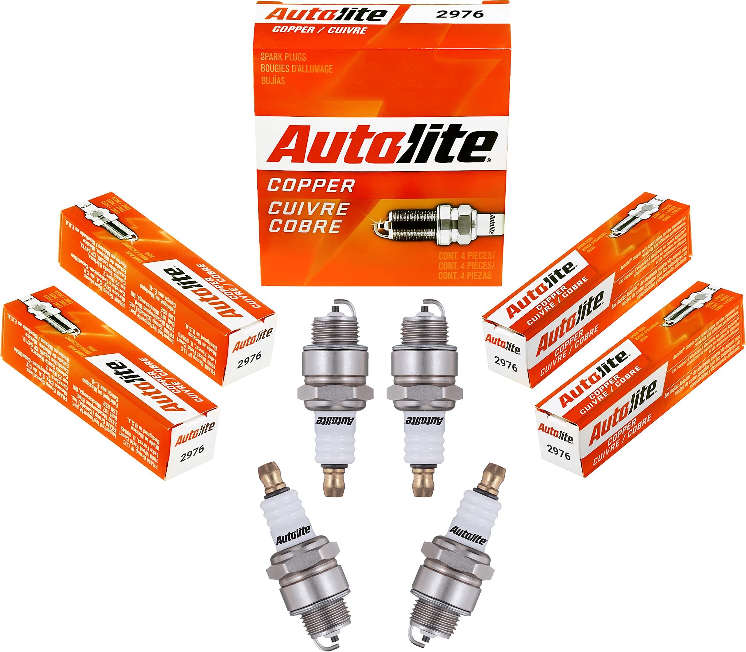 Autolite 2976 Copper Non-Resistor Automotive Replacement Spark Plugs (4 Pack)