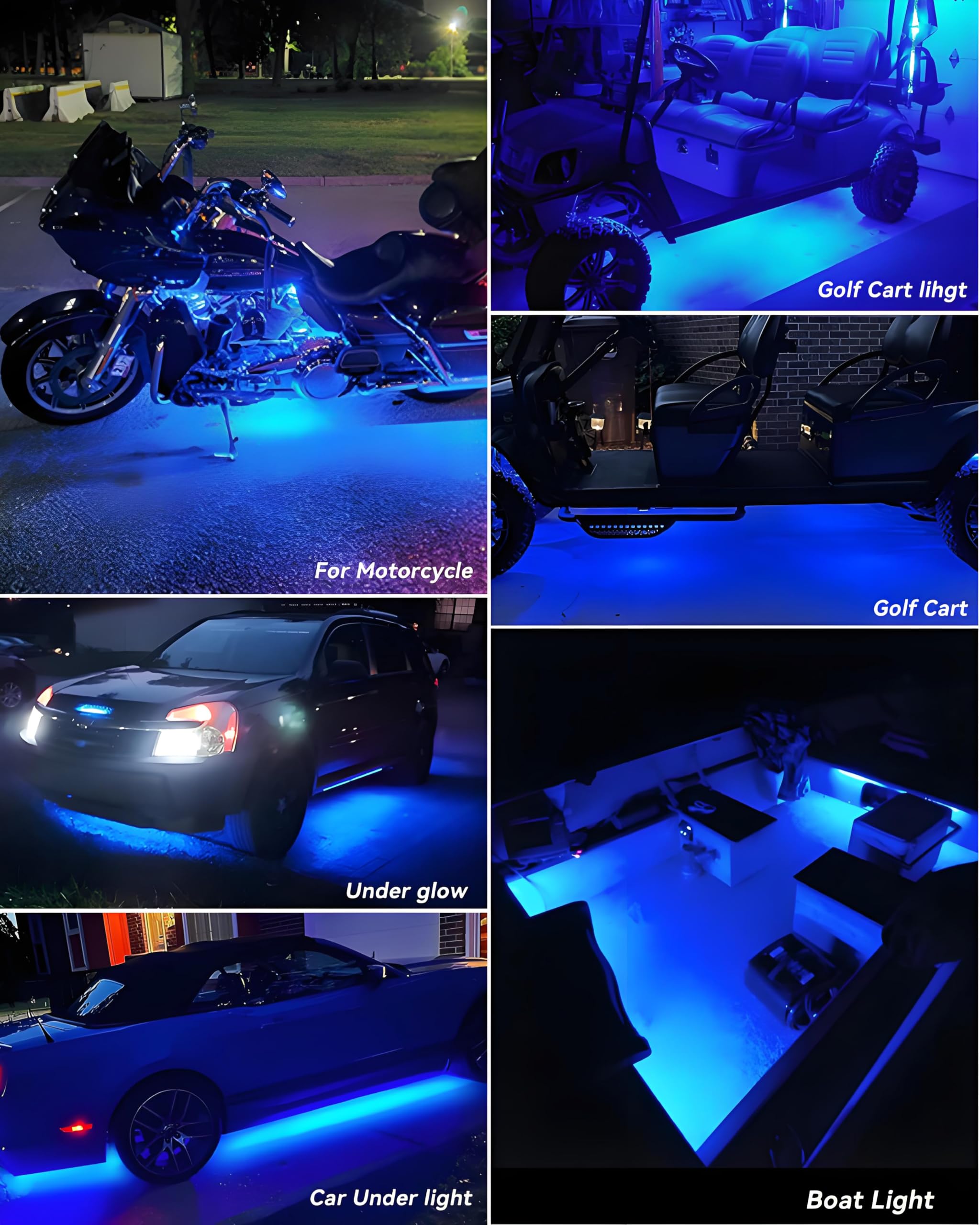 Car Led Strip Lights 32Cm Waterproof Led Light Strips For Cars Motorcycles Golf Cart Interior & Exterior Marine Boat Blue Led Strip 12V 5050 18Smd,Pack Of 4