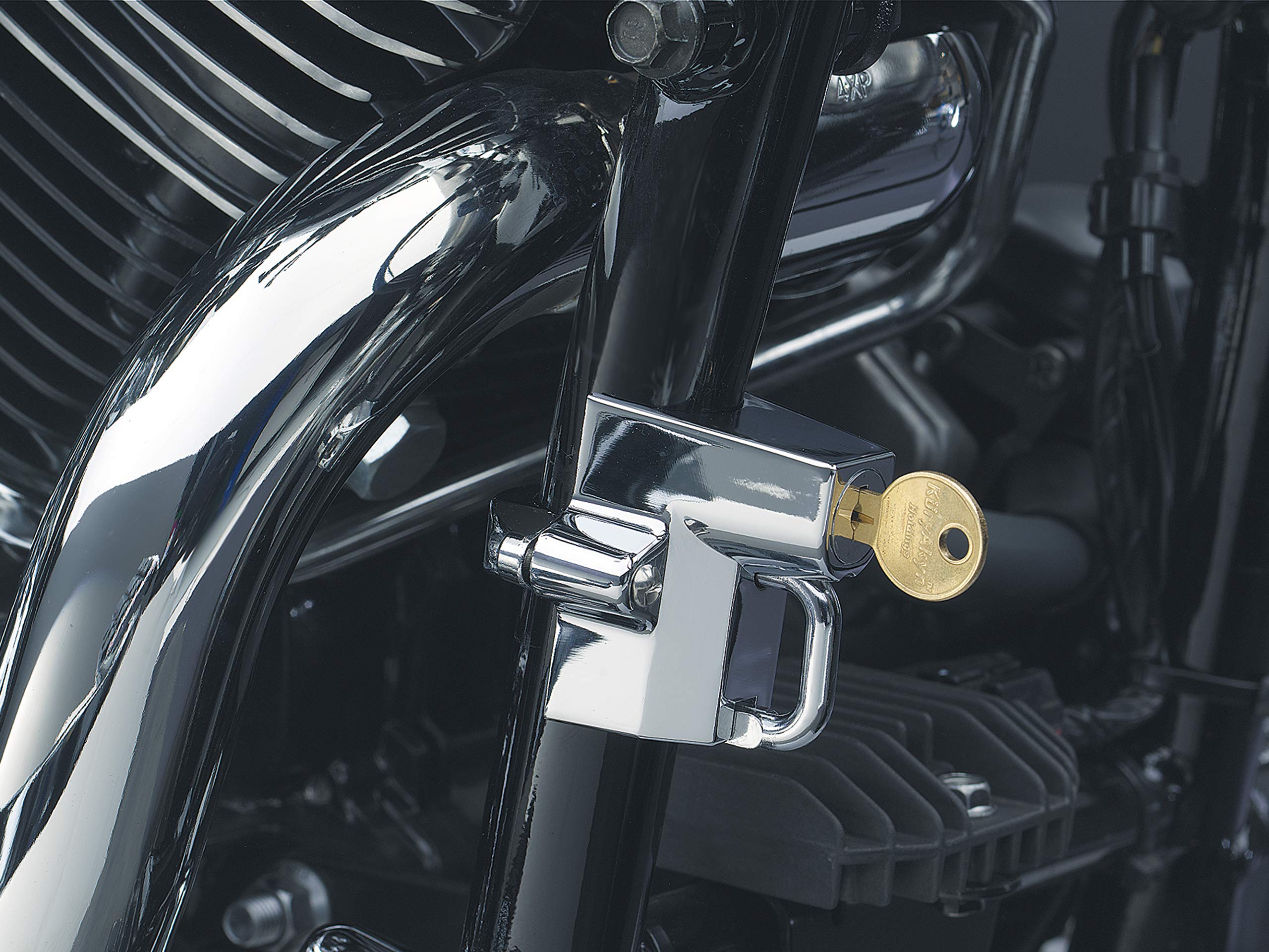 Kuryakyn 4220 Motorcycle Accessory: Tamper-Proof Helmet Security Lock, Universal Fit for Motorcycles with 7/8&quot; to 1-1/4&quot; Diameter Frame Tubes, Chrome