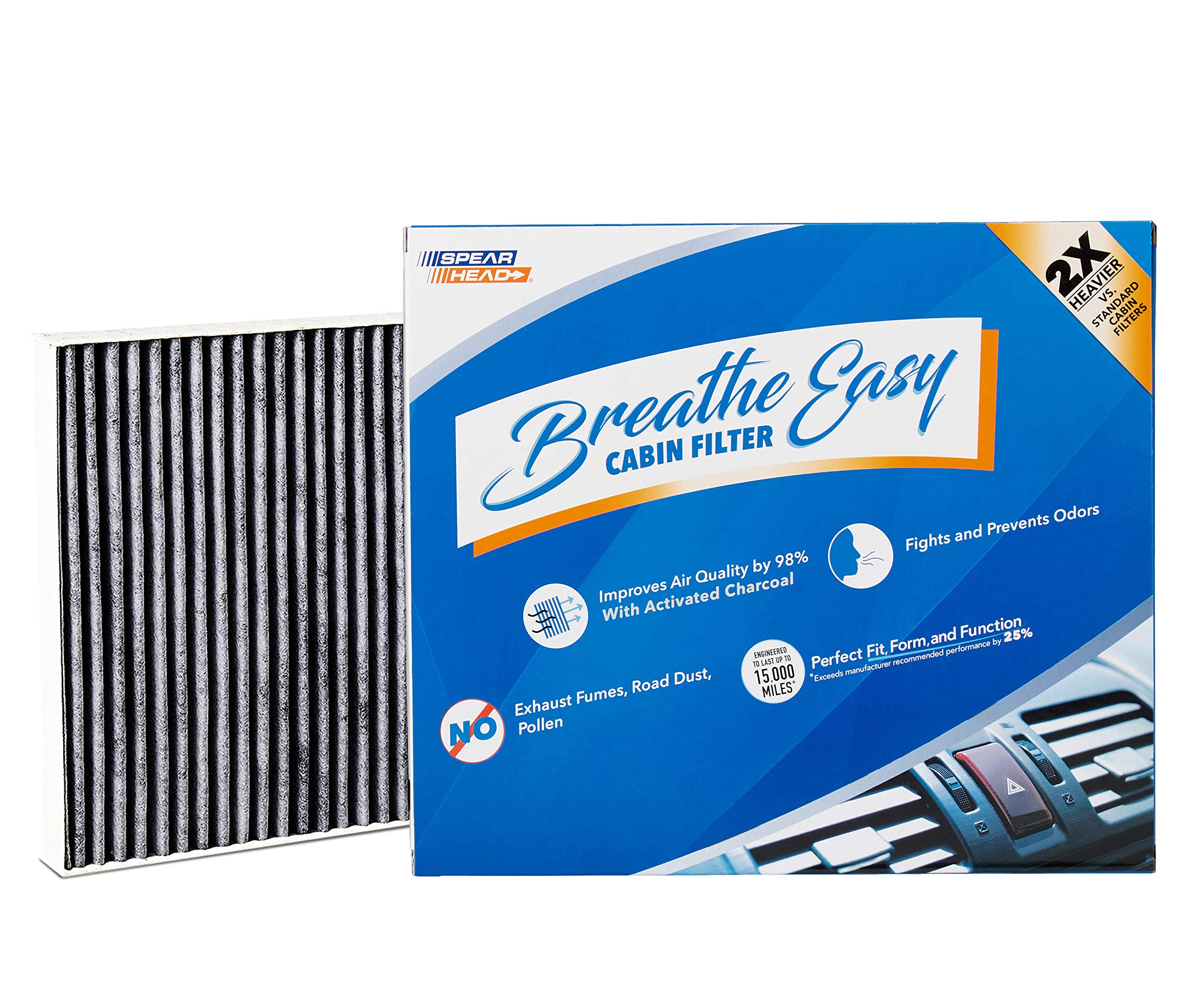 Spearhead Odor Defense Breathe Easy Cabin Filter, Fits Like Oem, Up To 25% Longer Lasting W/Activated Carbon (Be-729)
