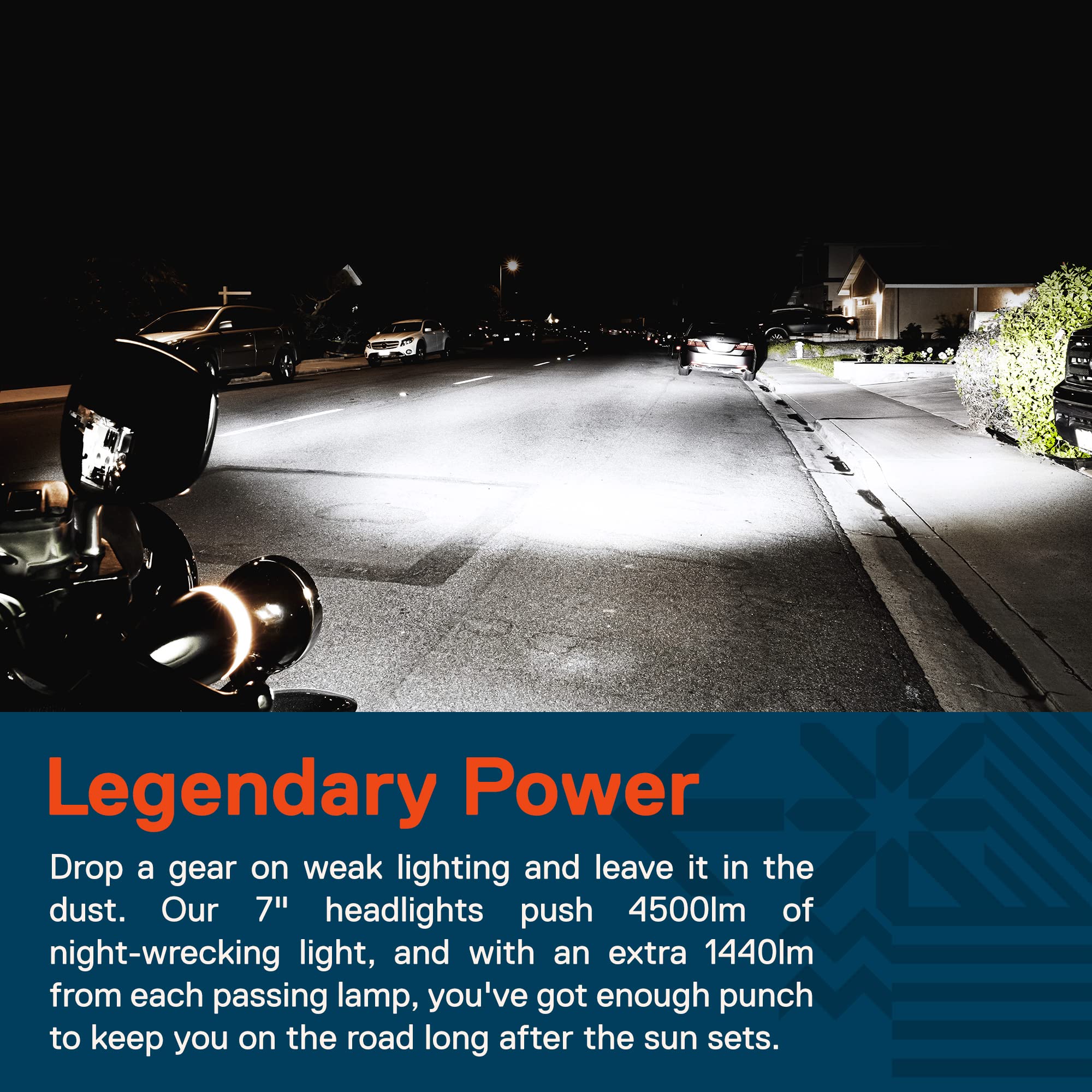 TRUE MODS 7'' LED Headlight/4.5'' Passing Light for Harley Davidson + Mounting Bracket [Chrome-Finish] [HALO DRL] [4500/1440 LM]