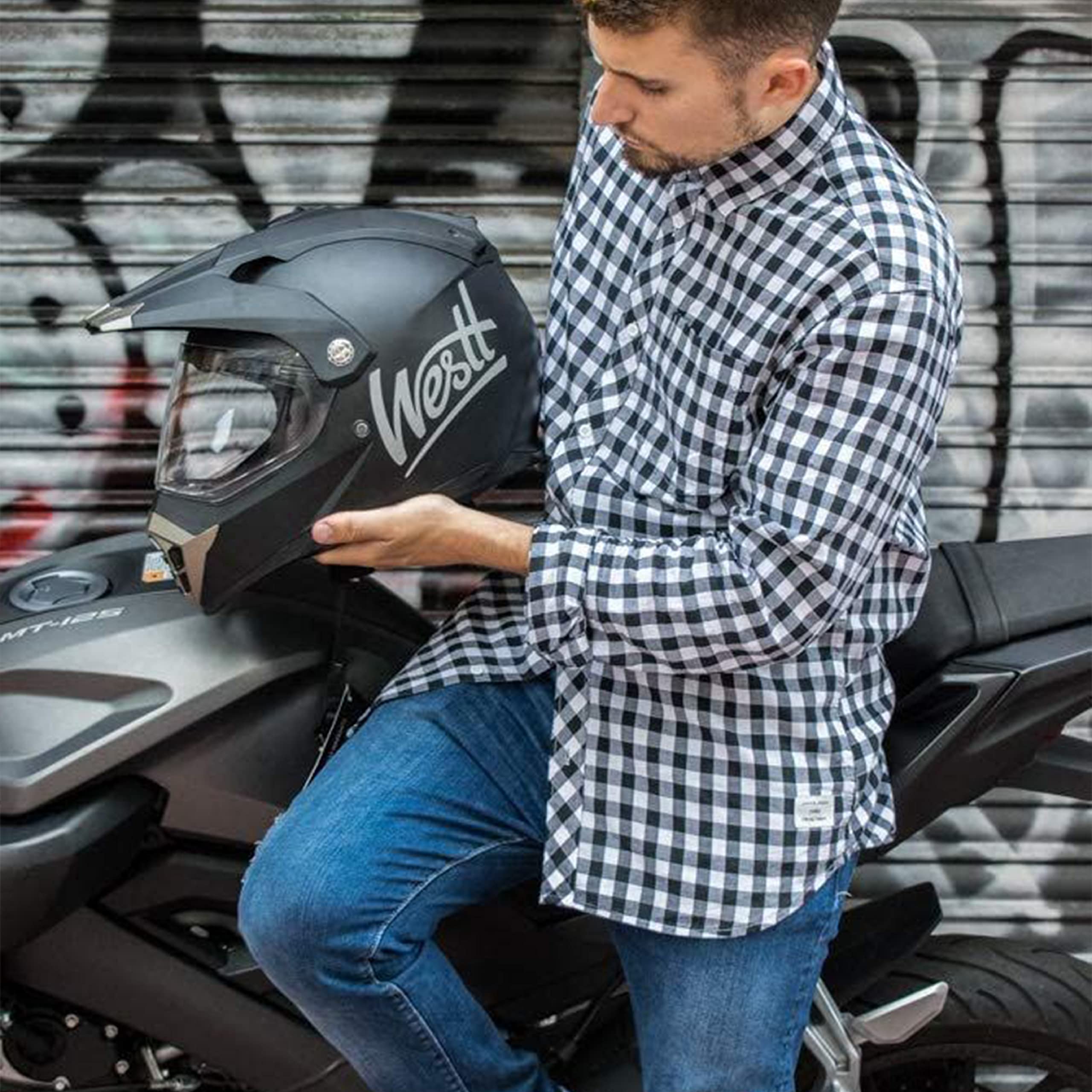 Westt Dual Sport Motorcycle Helmet - Helmets For Adults Motorcycle Dual Visor - Full Face Atv Helmet Dot Dirtbike Motocross Helm