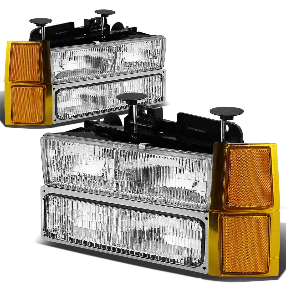 Auto Dynasty Headlights Assembly Compatible With 1994-1998 Chevy C10 Silverado Tahoe Suburban C/K 1500 2500 3500 Blazer, 8Pcs Co