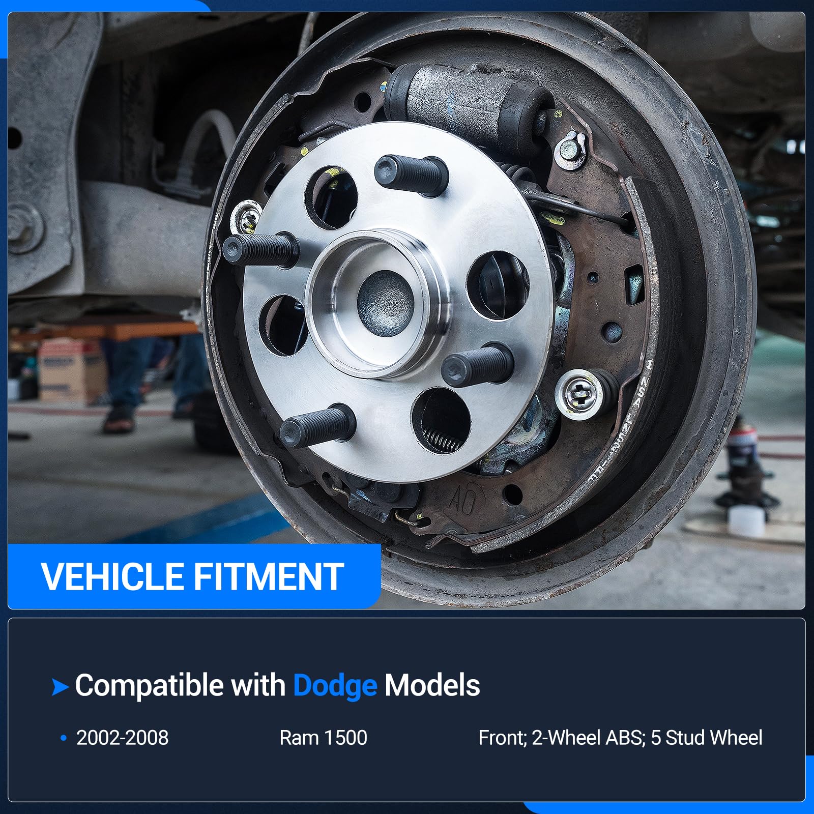 Autoround 515072 Front Wheel Hub And Bearing Assembly Compatible With 2002-2008 Dodge Ram 1500 Non-Abs 5 Lug