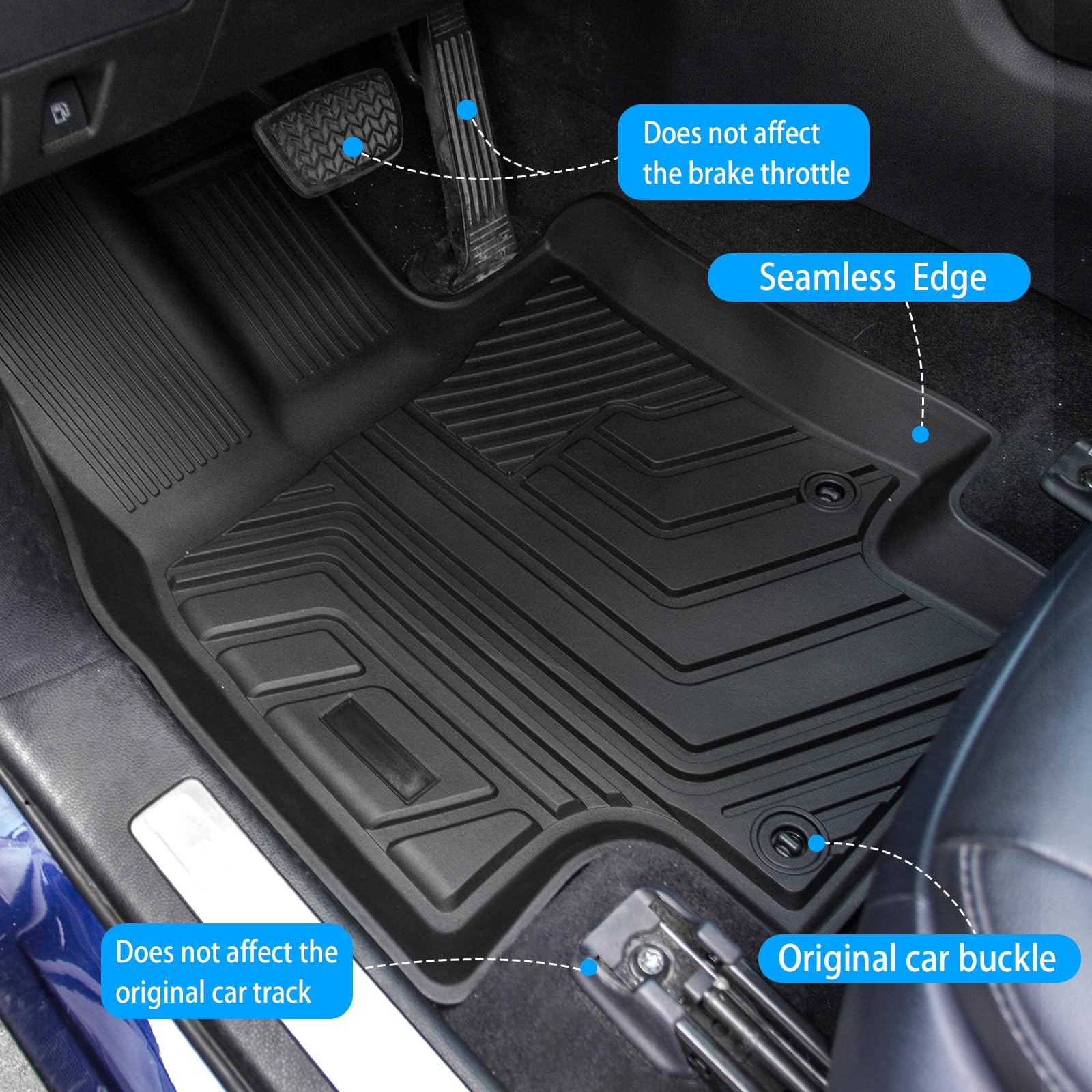 Bomely Floor Mats Compatible With 2020-2025 Toyota Highlander Cargo Liner Back Seat Cover Hybrid Fuel 2024 7 Seats Highlander Ac