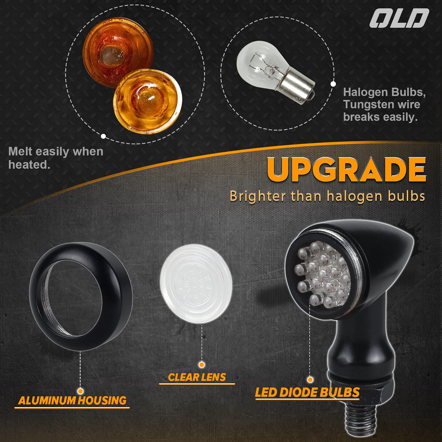 NTHREEAUTO Motorcycle Rear Turn Signals LED Bullet Indicators Universal Compatible with Harley Sportster Dyna Iron 883 Honda Sha