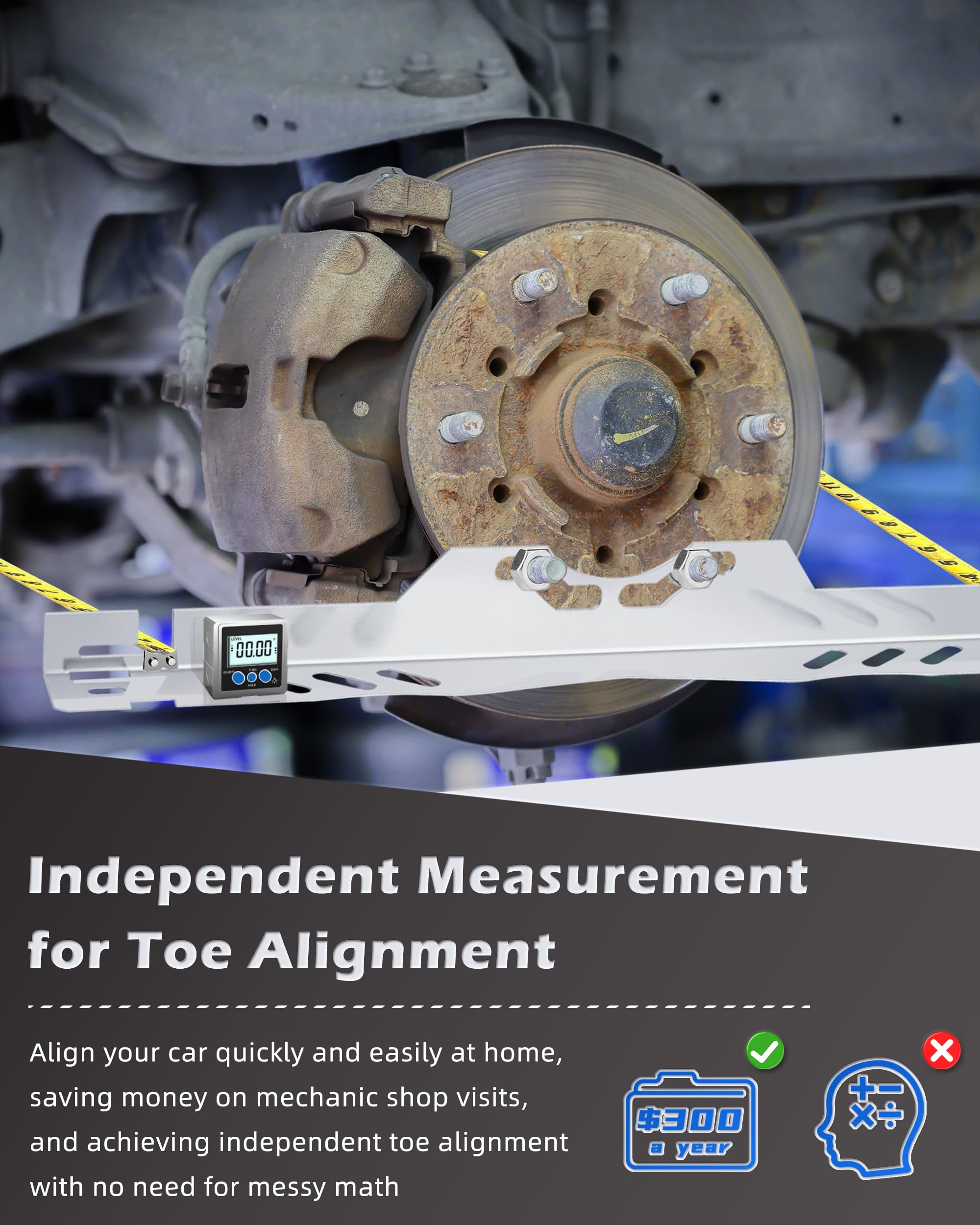 Toe Alignment Tool Plates 2Pcs, Wheel Alignment Tool Includes Two 5M Metal Tape Measure, Car Front End Alignment Tool For Cars,
