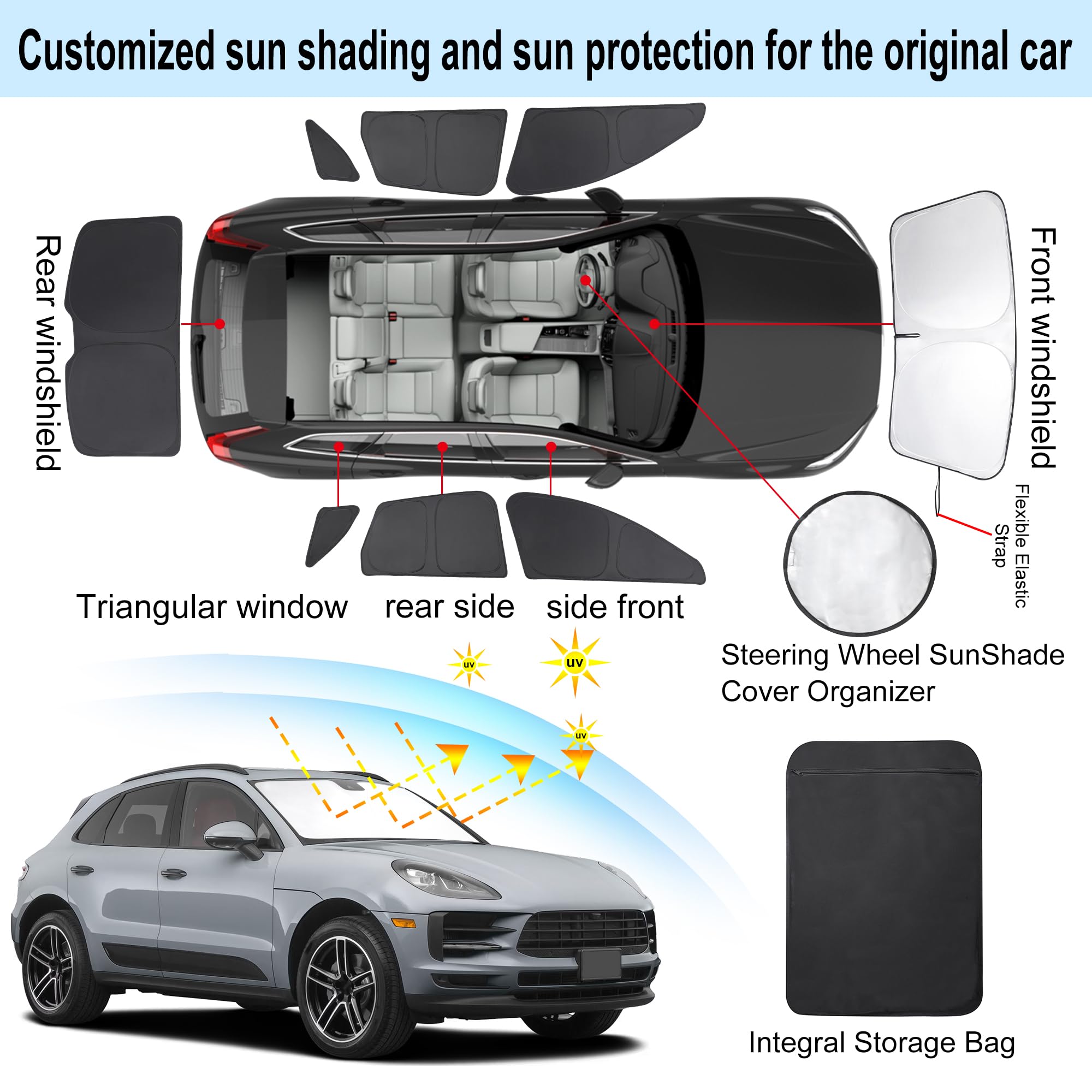 Tinglu Window Shades For Porsche Macan 2014-2024 Accessories Car Side Full Windows Rear Triangular Windshield Sun Shade Sun Uv R