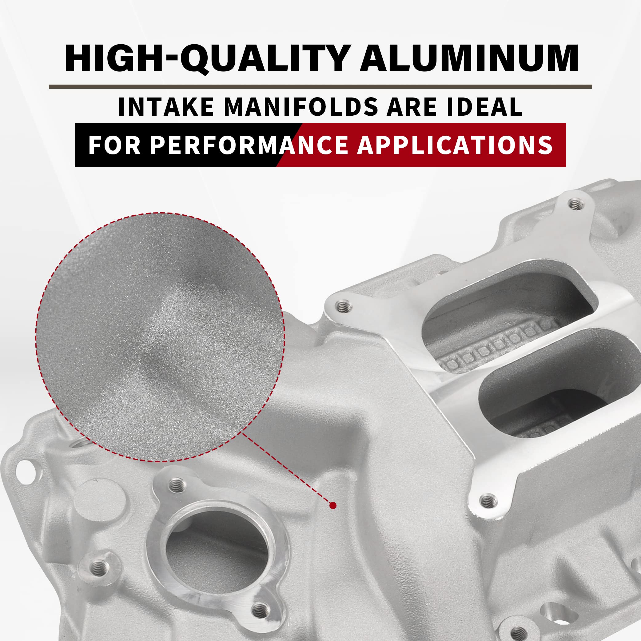 FGJQEFG Intake Manifold Aluminum Satin Compatible with Small Block Chevy SBC 305 327 350 400 1957-1986
