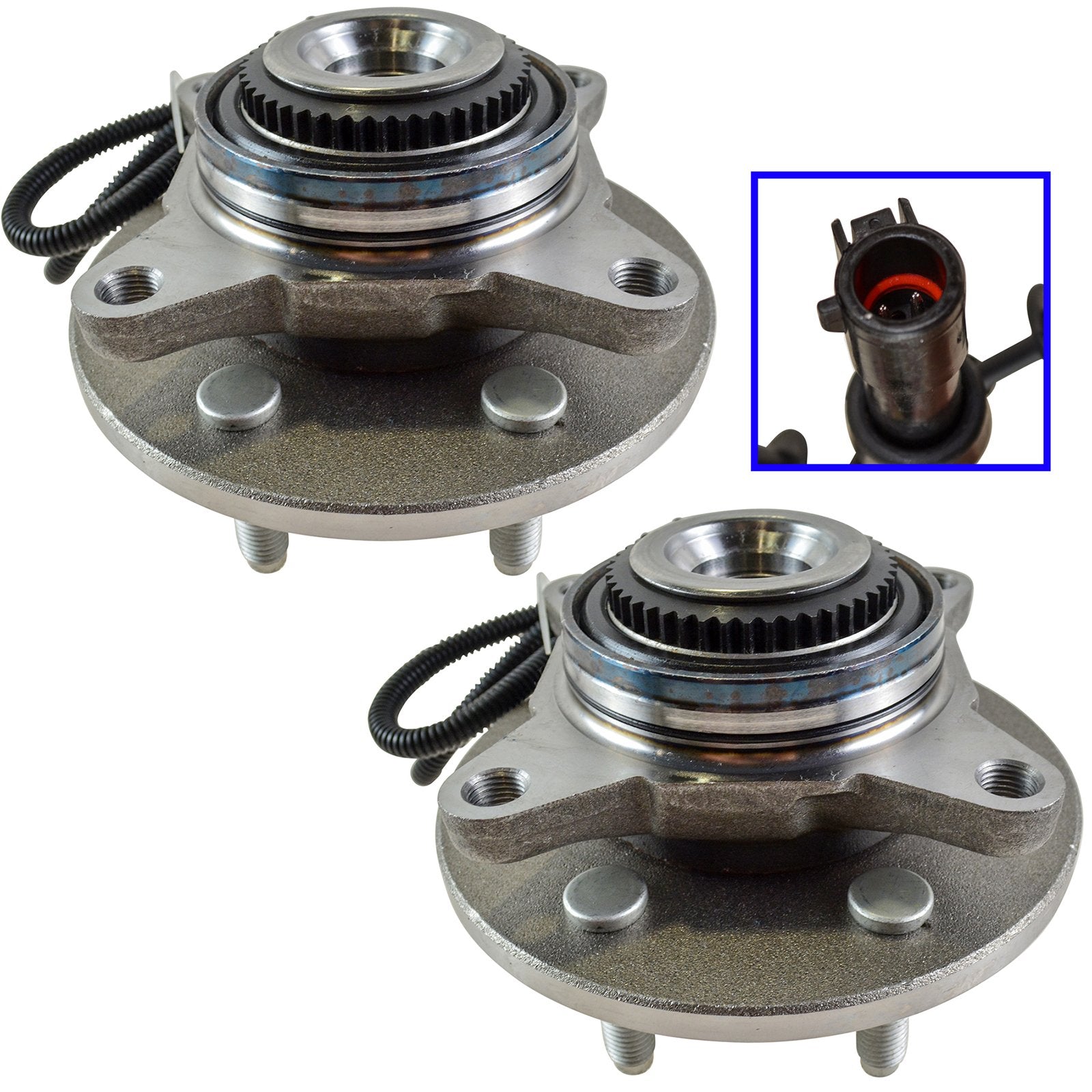 Trq Front Wheel Hub Bearings Assembly Set Compatible With 2005-2008 Ford F-150 2006-2008 Lincoln Mark Lt